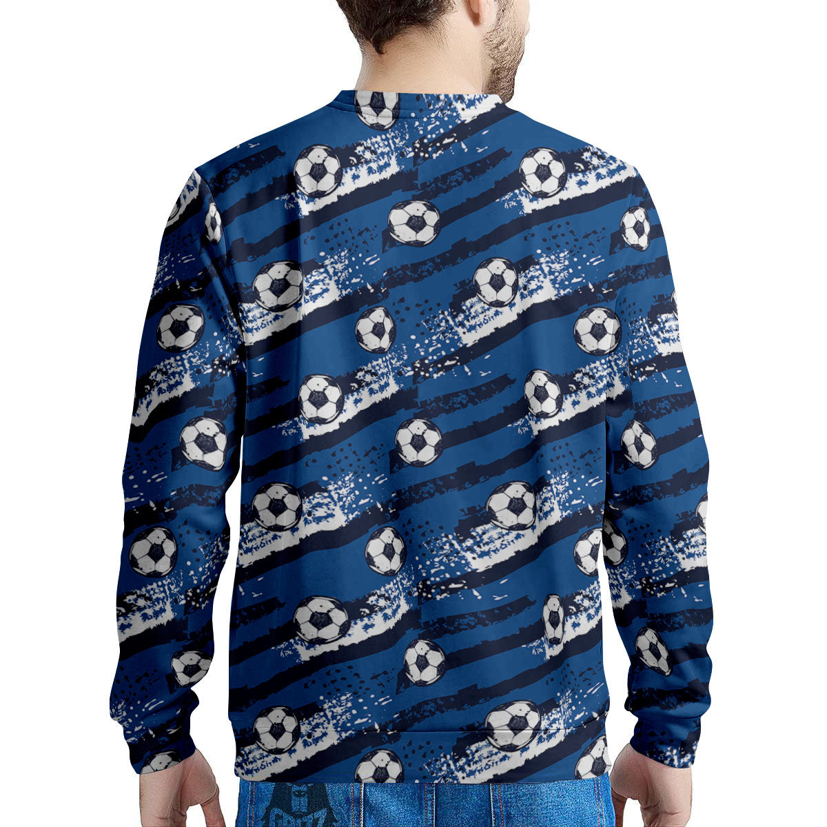 Soccer Ball Blue Print Pattern Men's Sweatshirt-grizzshop