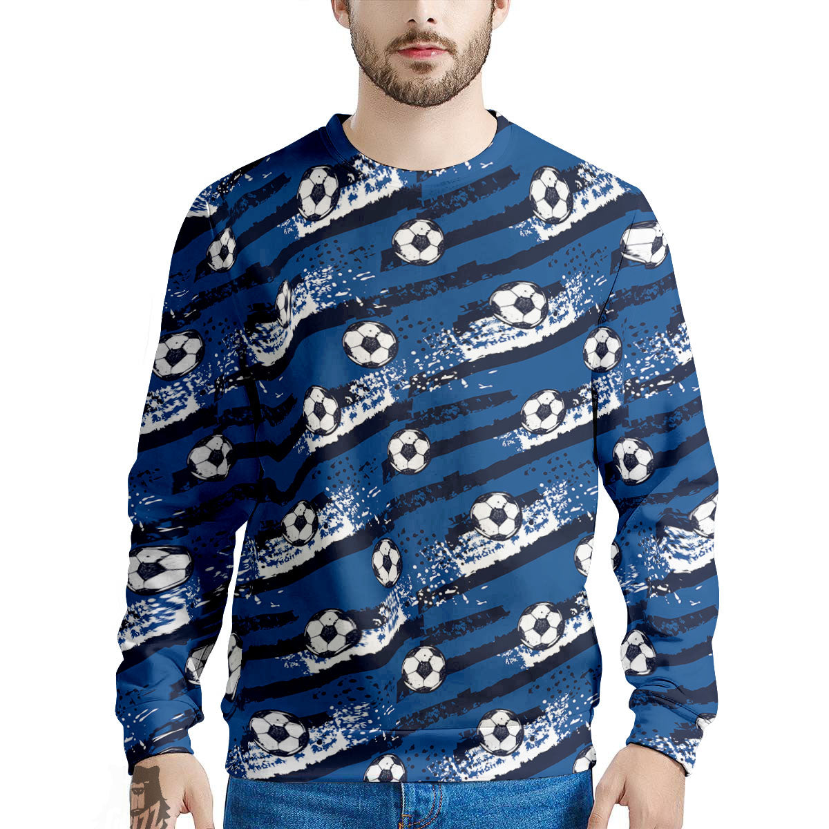 Soccer Ball Blue Print Pattern Men's Sweatshirt-grizzshop