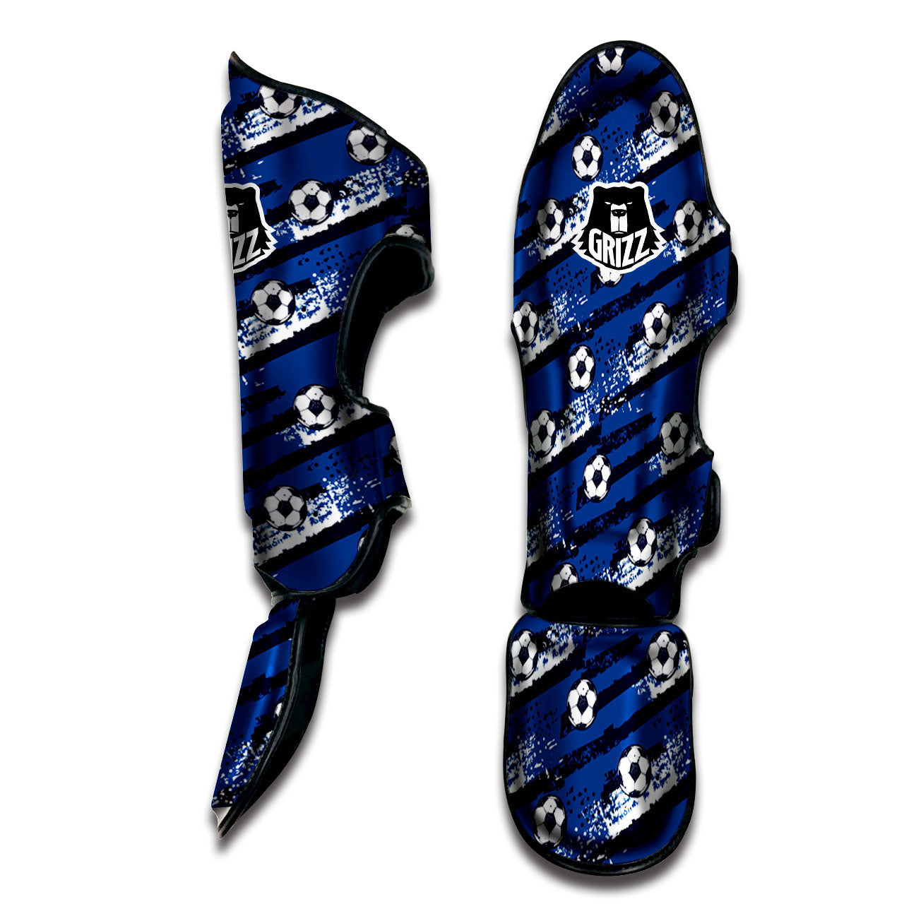 Soccer Ball Blue Print Pattern Muay Thai Shin Guards-grizzshop
