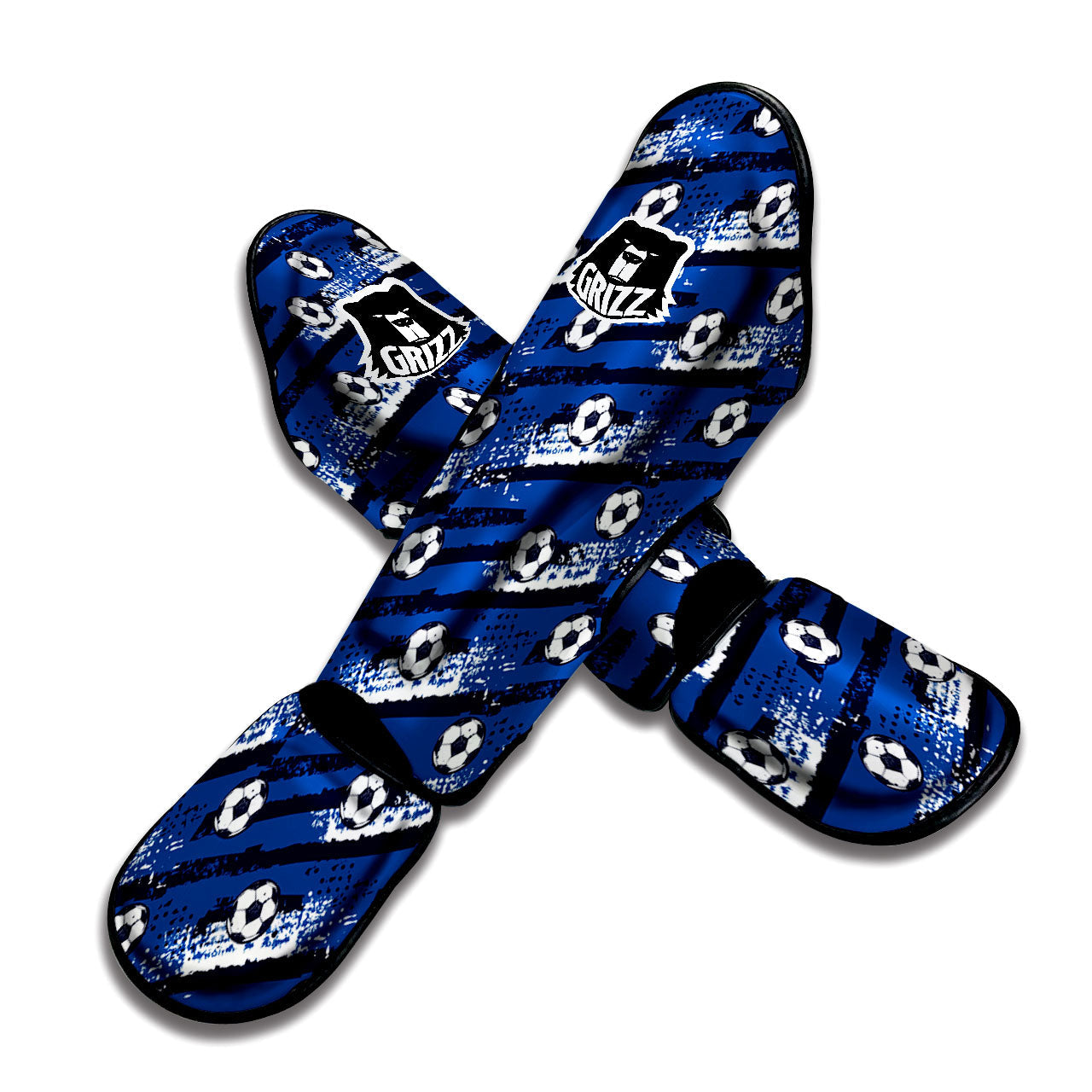 Soccer Ball Blue Print Pattern Muay Thai Shin Guards-grizzshop