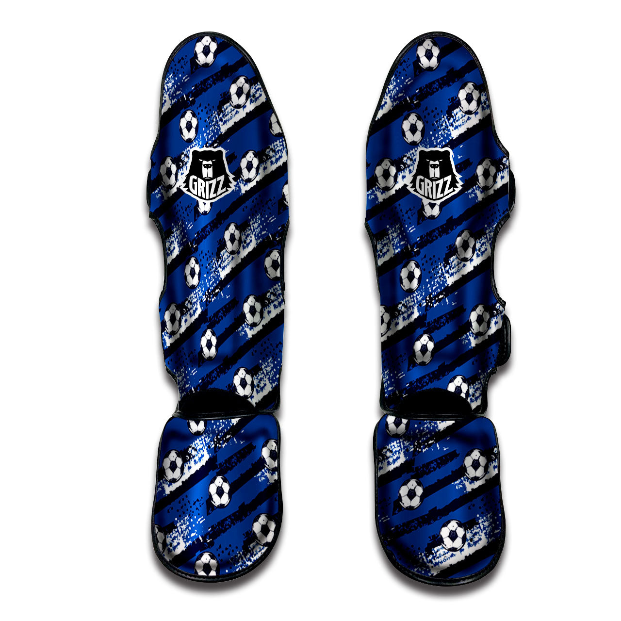 Soccer Ball Blue Print Pattern Muay Thai Shin Guards-grizzshop