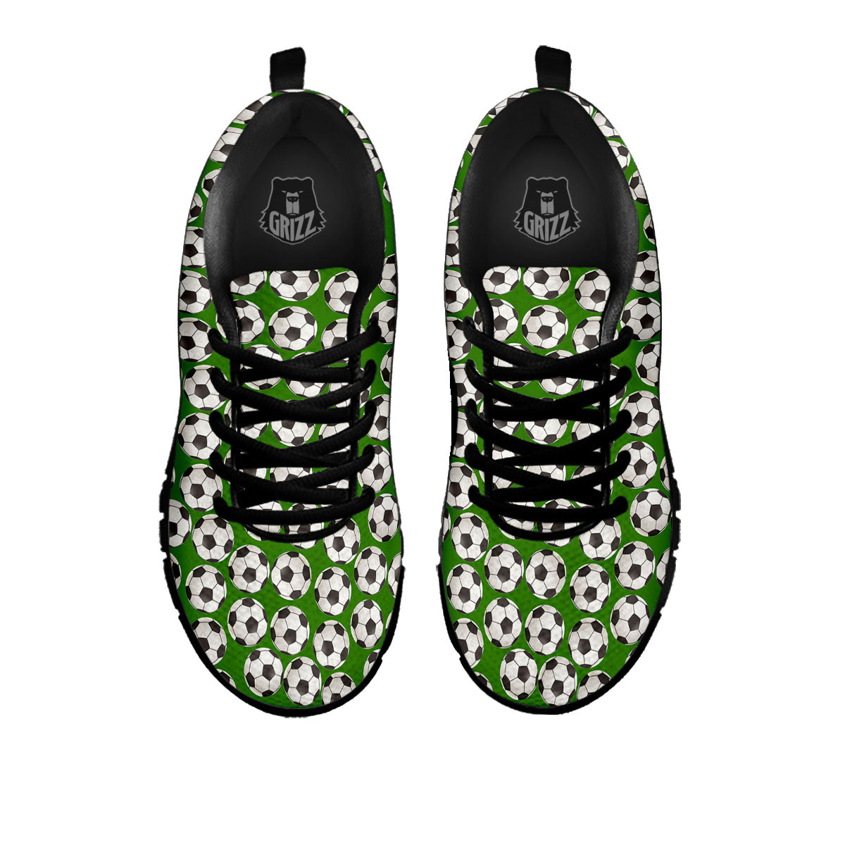 Soccer Ball Green Print Pattern Black Sneaker-grizzshop