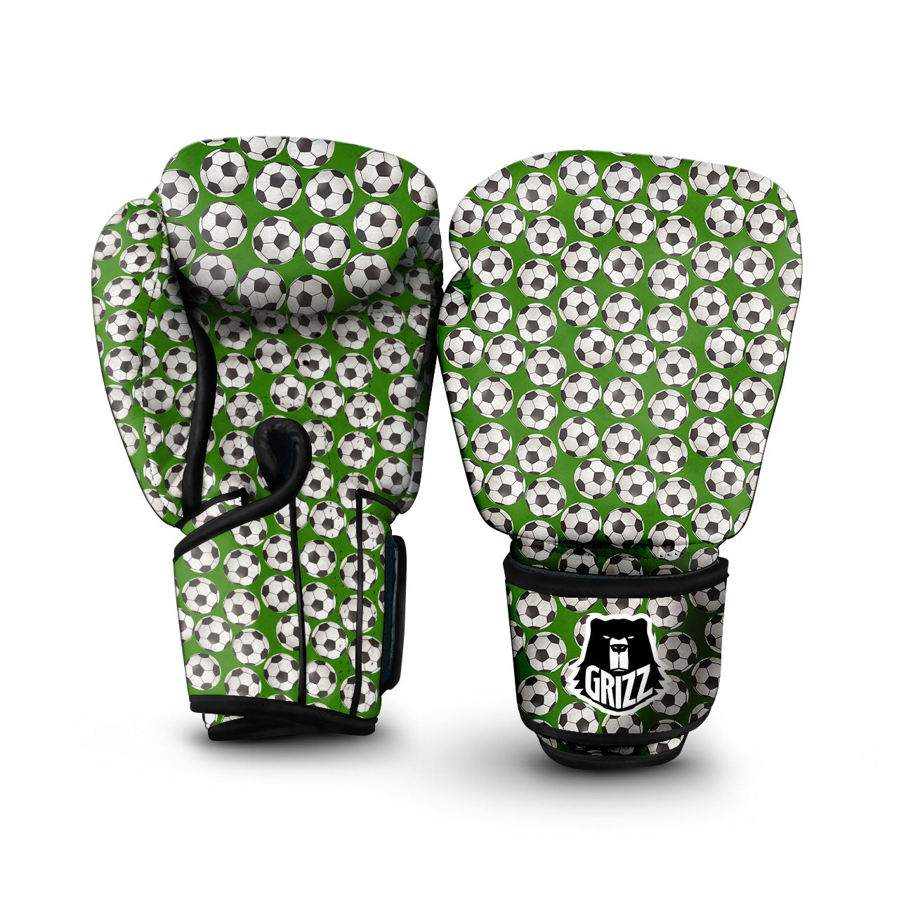 Soccer Ball Green Print Pattern Boxing Gloves-grizzshop