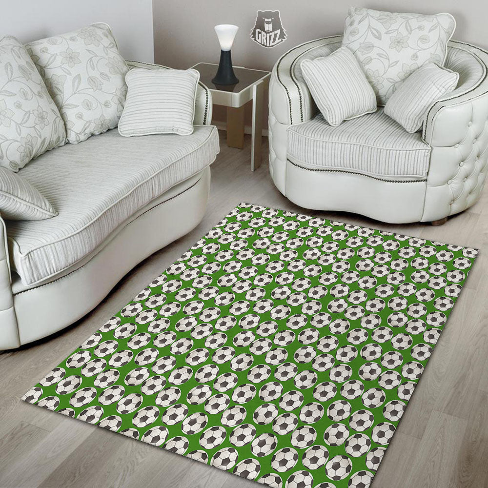 Soccer Ball Green Print Pattern Floor Mat-grizzshop