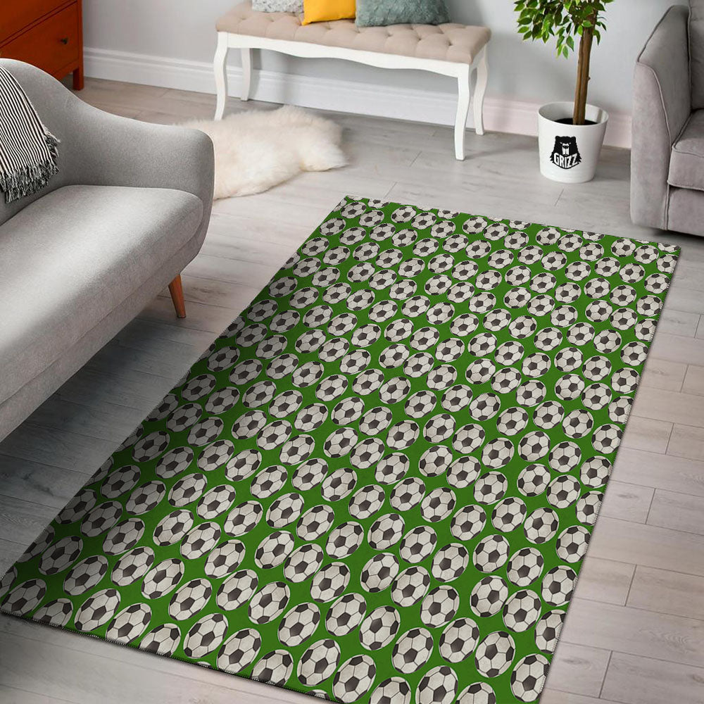 Soccer Ball Green Print Pattern Floor Mat-grizzshop