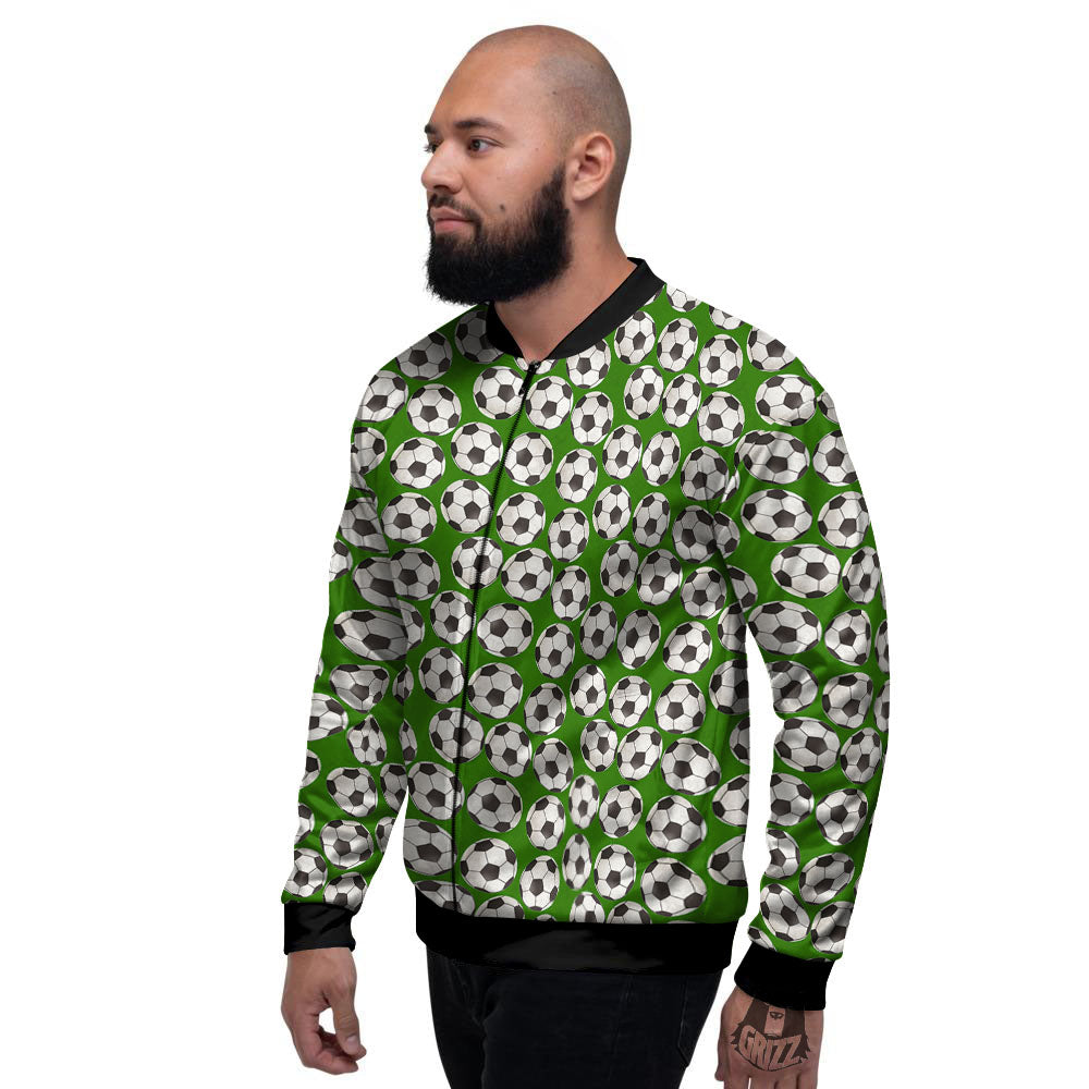 Soccer Ball Green Print Pattern Men's Bomber Jacket-grizzshop