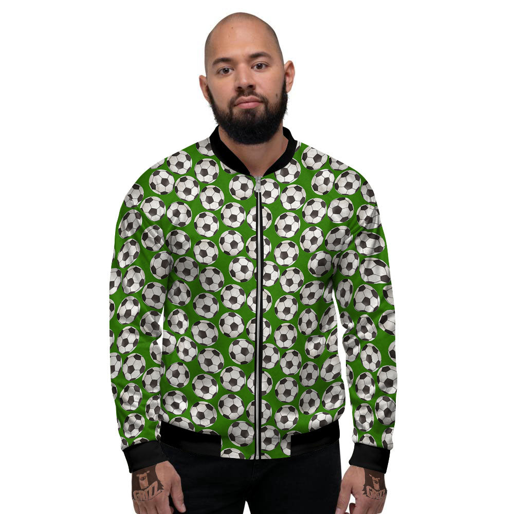 Soccer Ball Green Print Pattern Men's Bomber Jacket-grizzshop