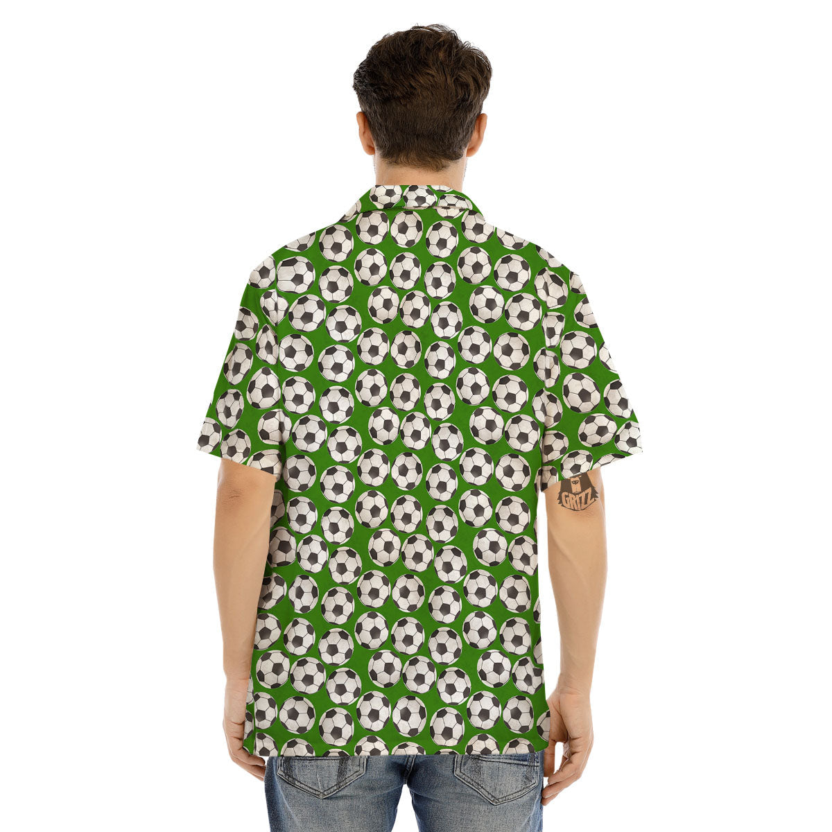 Soccer Ball Green Print Pattern Men's Hawaiian Shirt-grizzshop