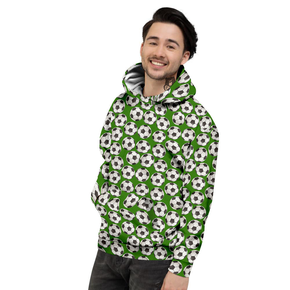 Soccer Ball Green Print Pattern Men's Hoodie-grizzshop