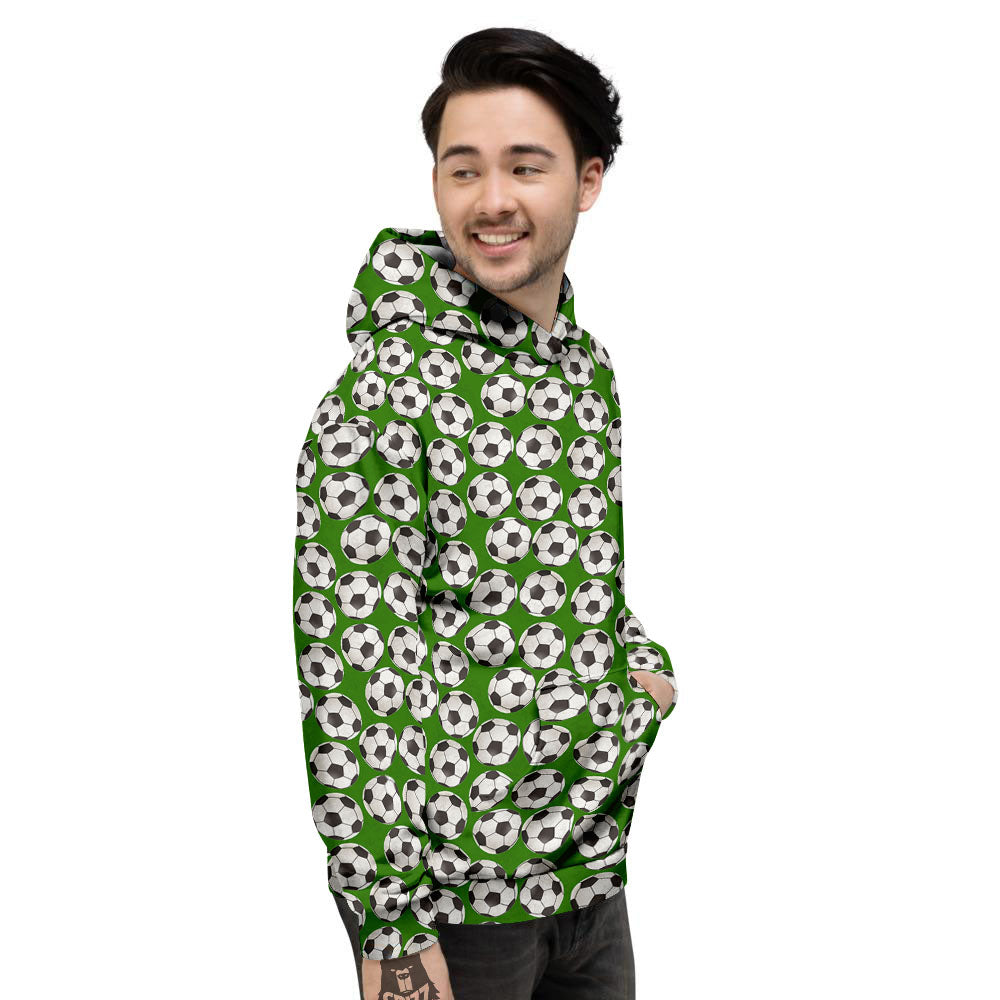 Soccer Ball Green Print Pattern Men's Hoodie-grizzshop