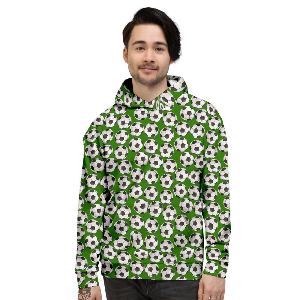 Soccer Ball Green Print Pattern Men's Hoodie-grizzshop