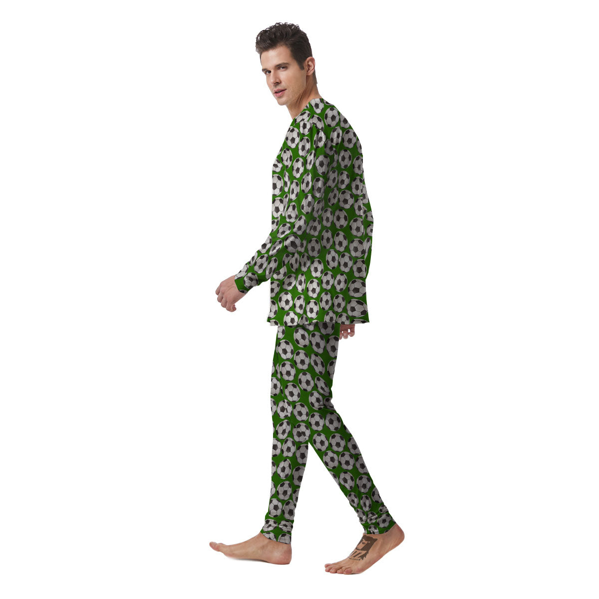 Soccer Ball Green Print Pattern Men's Pajamas-grizzshop