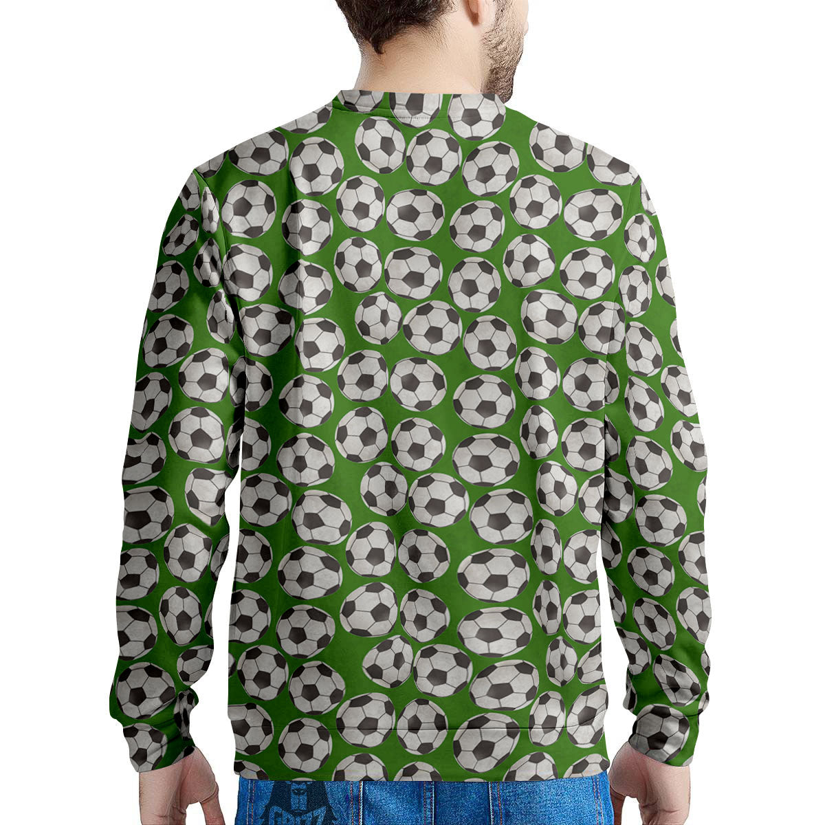 Soccer Ball Green Print Pattern Men's Sweatshirt-grizzshop