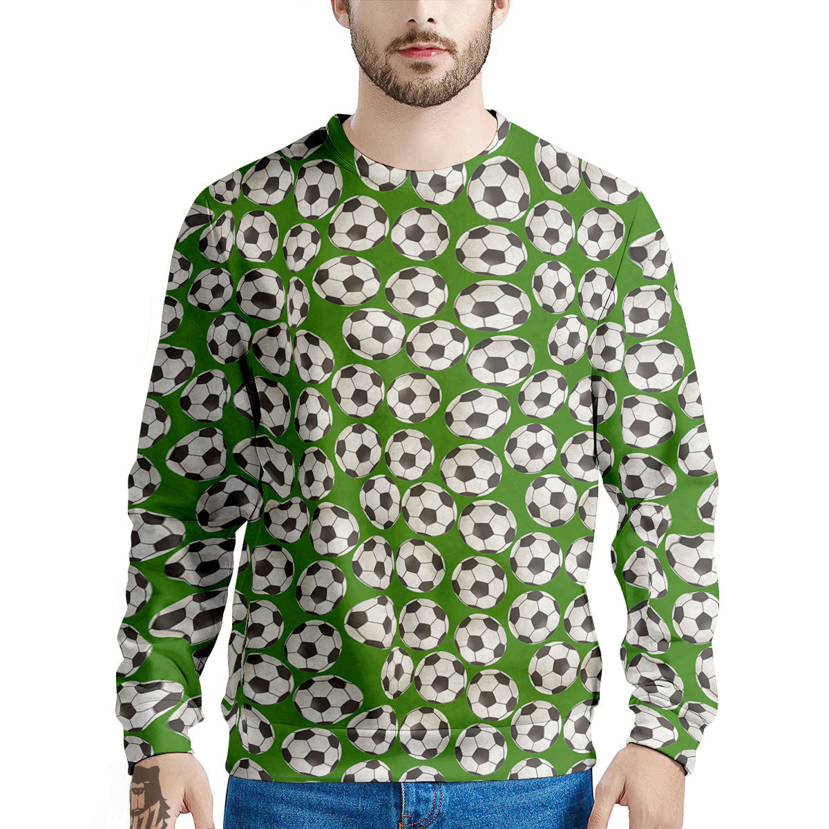 Soccer Ball Green Print Pattern Men's Sweatshirt-grizzshop