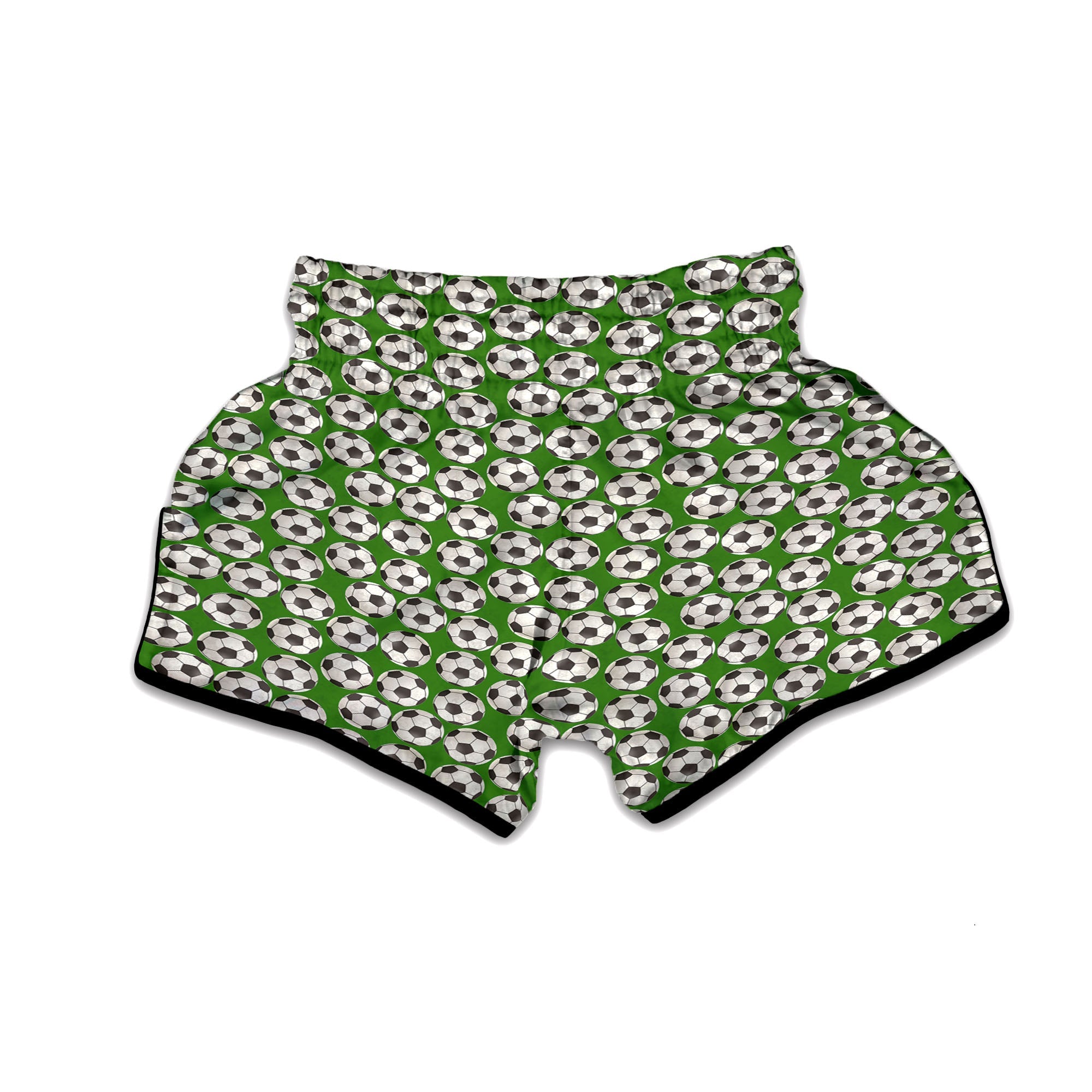 Soccer Ball Green Print Pattern Muay Thai Boxing Shorts-grizzshop