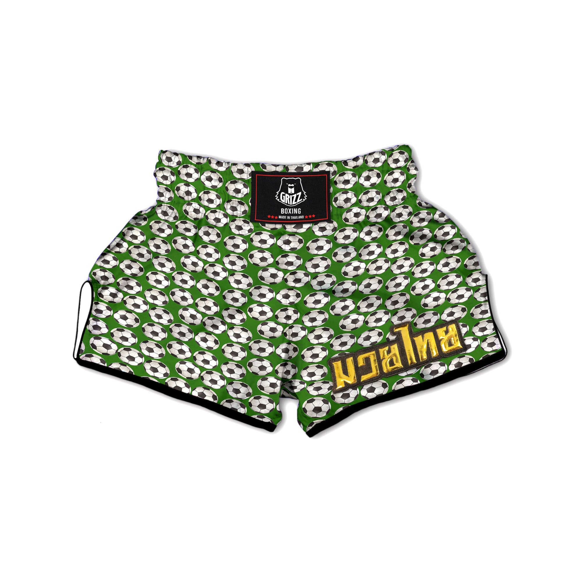 Soccer Ball Green Print Pattern Muay Thai Boxing Shorts-grizzshop