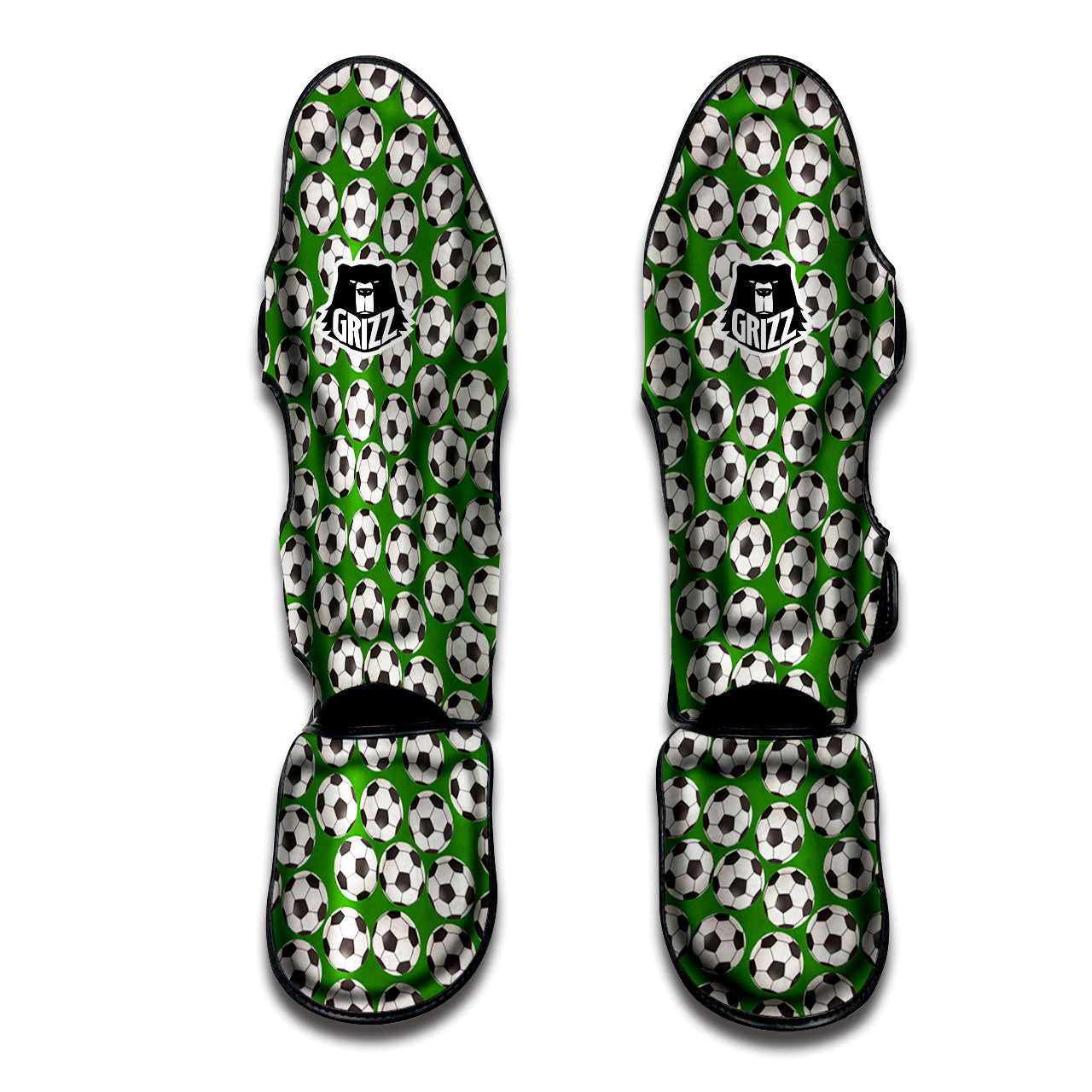 Soccer Ball Green Print Pattern Muay Thai Shin Guards-grizzshop