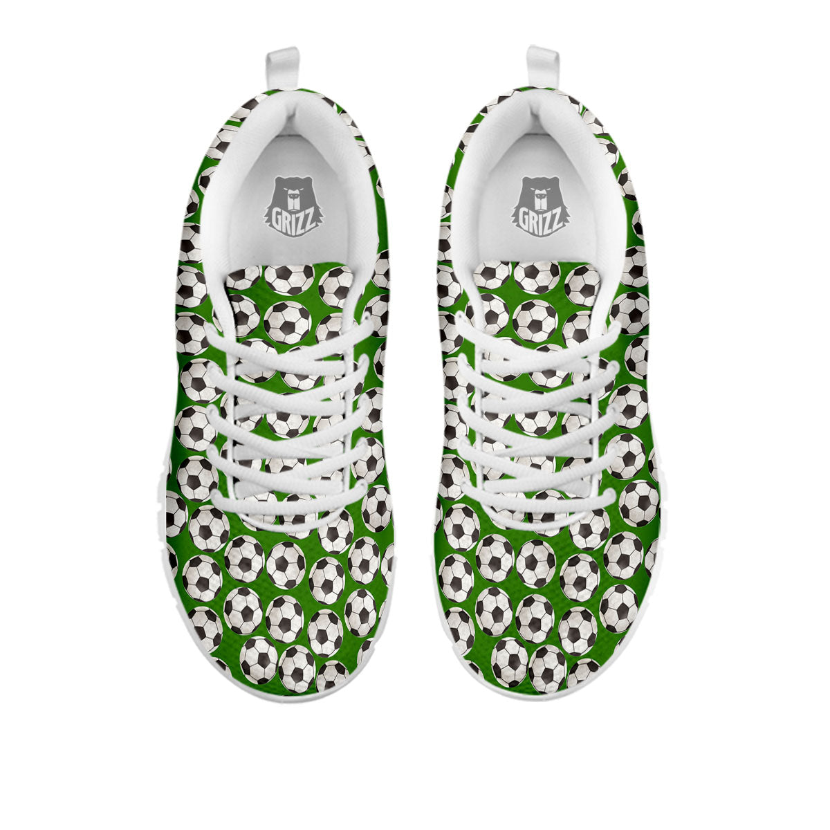 Soccer Ball Green Print Pattern White Sneaker-grizzshop
