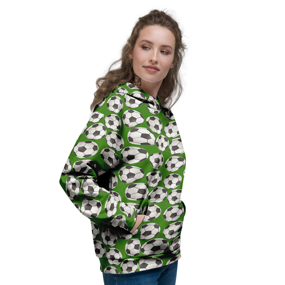 Soccer Ball Green Print Pattern Women's Hoodie-grizzshop