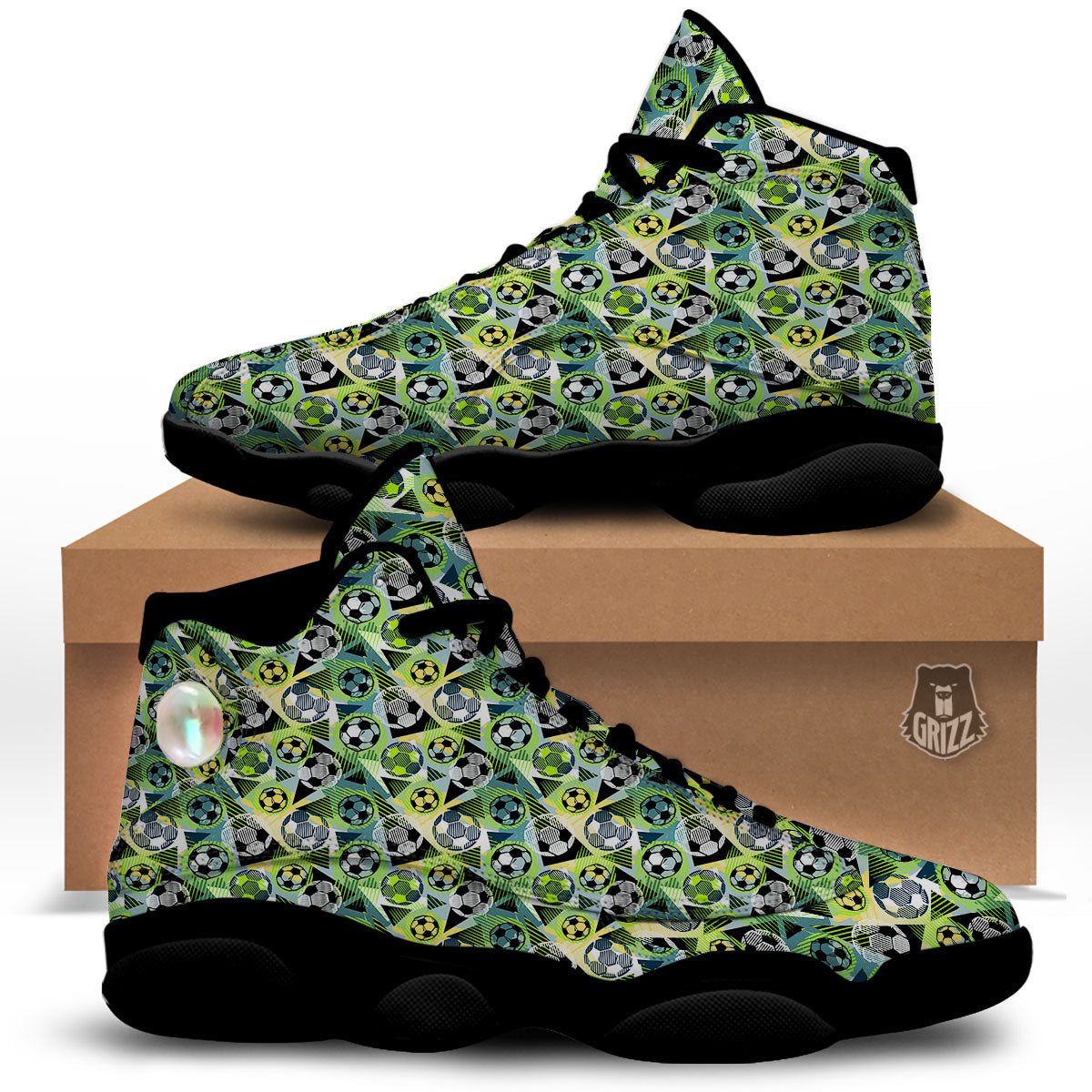 Soccer Ball Grunge Print Pattern Black Basketball Shoes-grizzshop