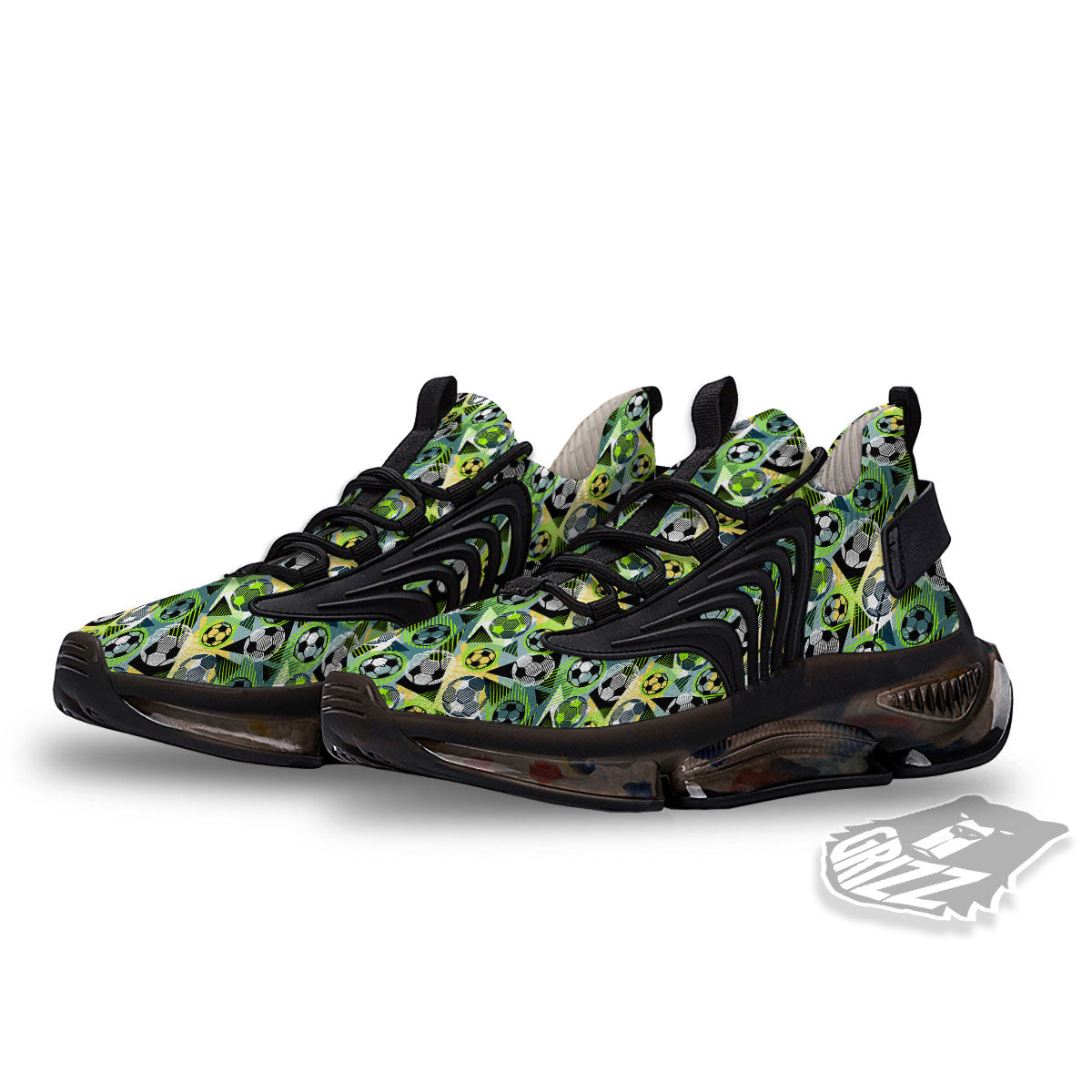 Soccer Ball Grunge Print Pattern Black Gym Shoes-grizzshop