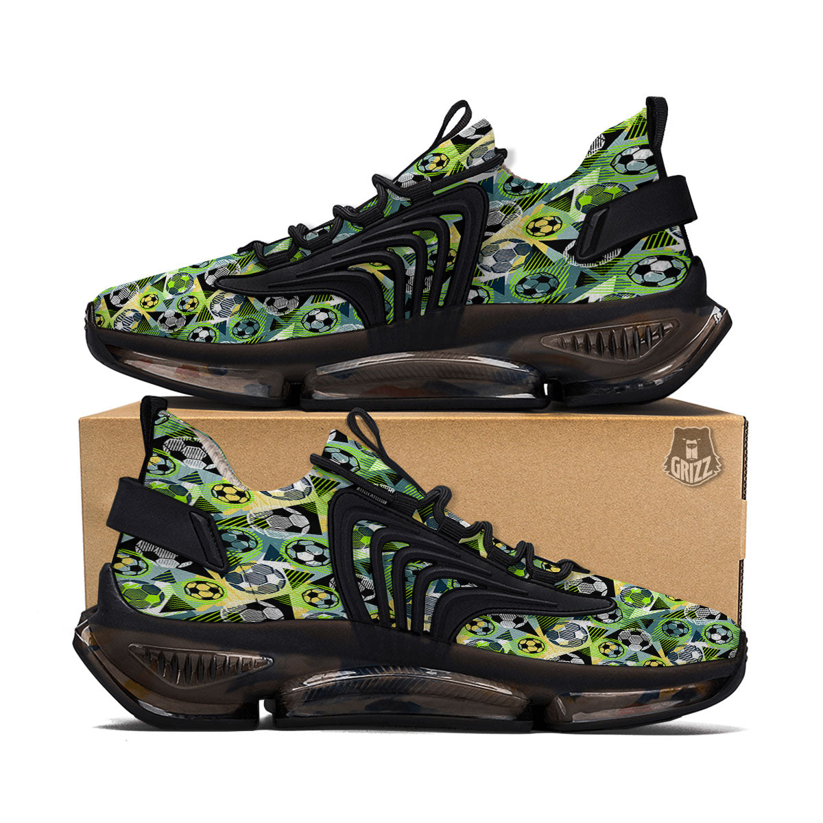 Soccer Ball Grunge Print Pattern Black Gym Shoes-grizzshop