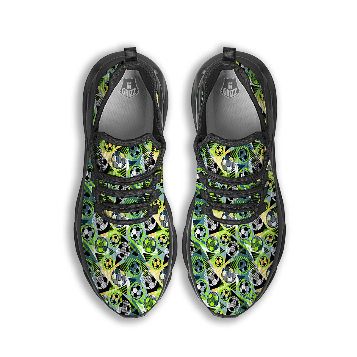 Soccer Ball Grunge Print Pattern Black Running Shoes-grizzshop