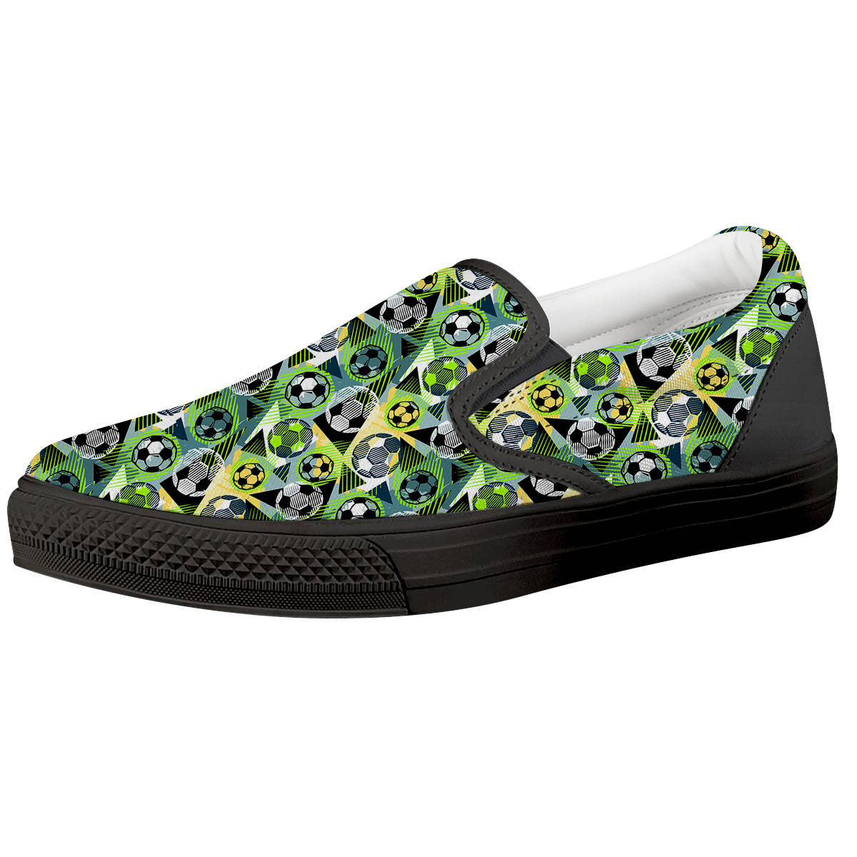Soccer Ball Grunge Print Pattern Black Slip On Shoes-grizzshop