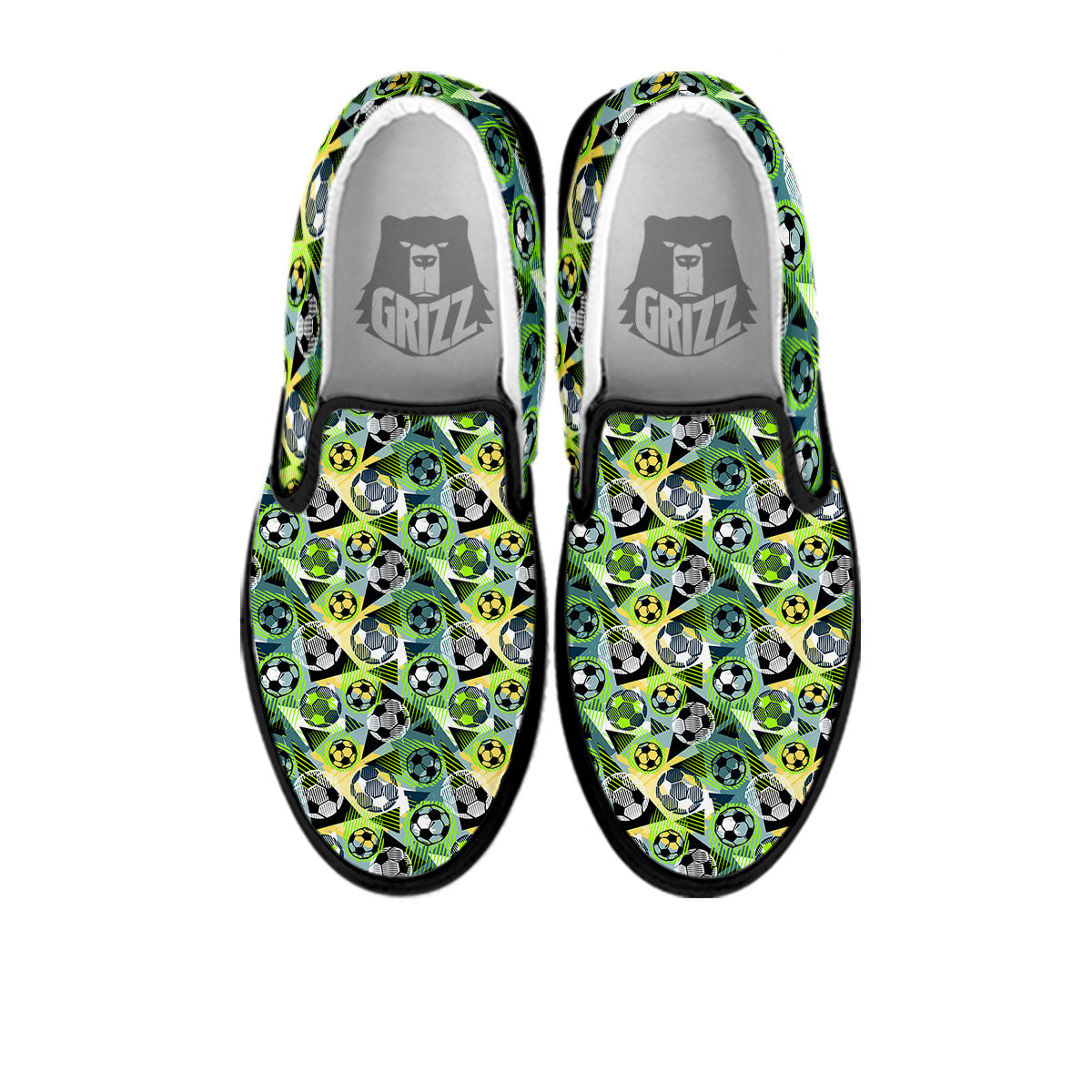 Soccer Ball Grunge Print Pattern Black Slip On Shoes-grizzshop