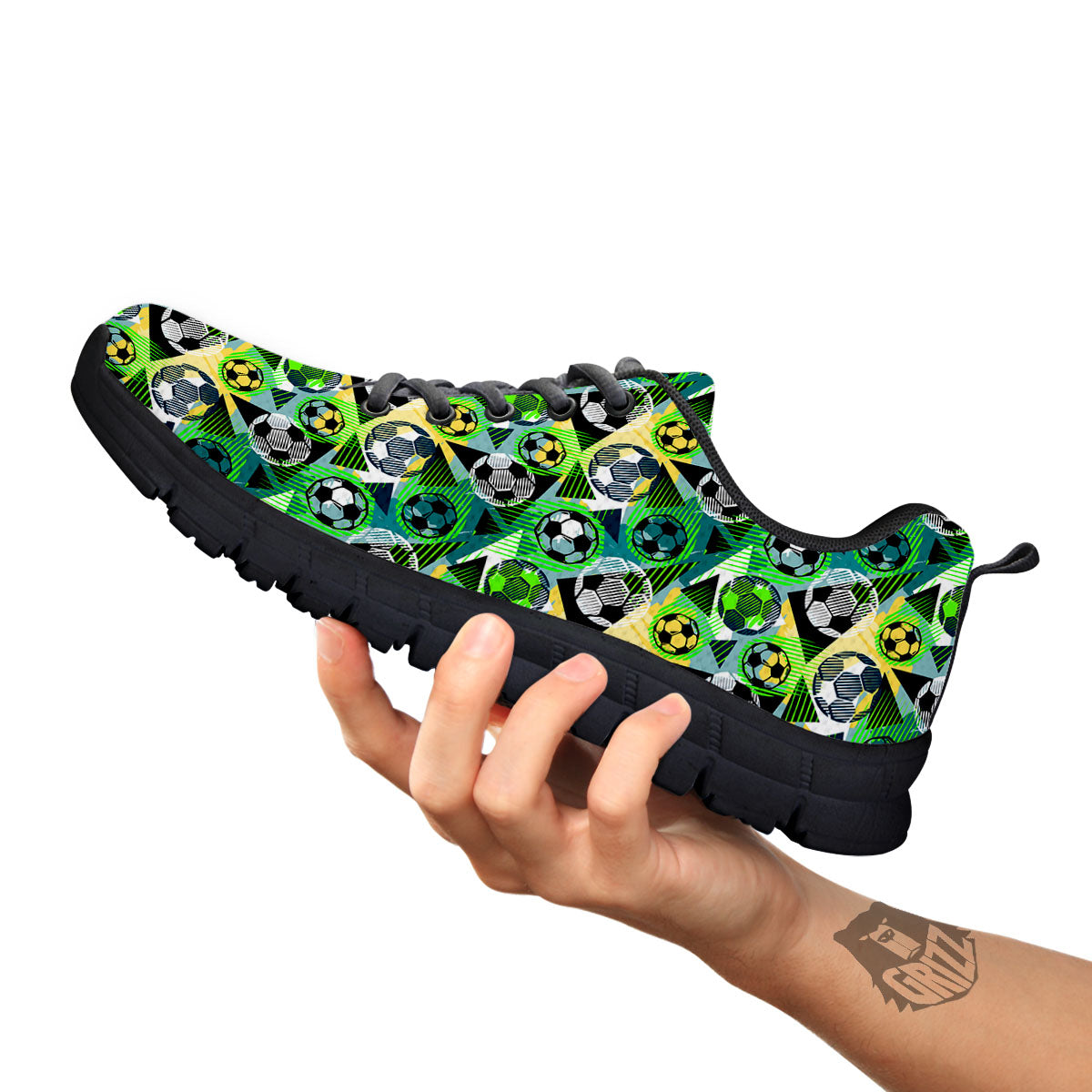 Soccer Ball Grunge Print Pattern Black Sneaker-grizzshop