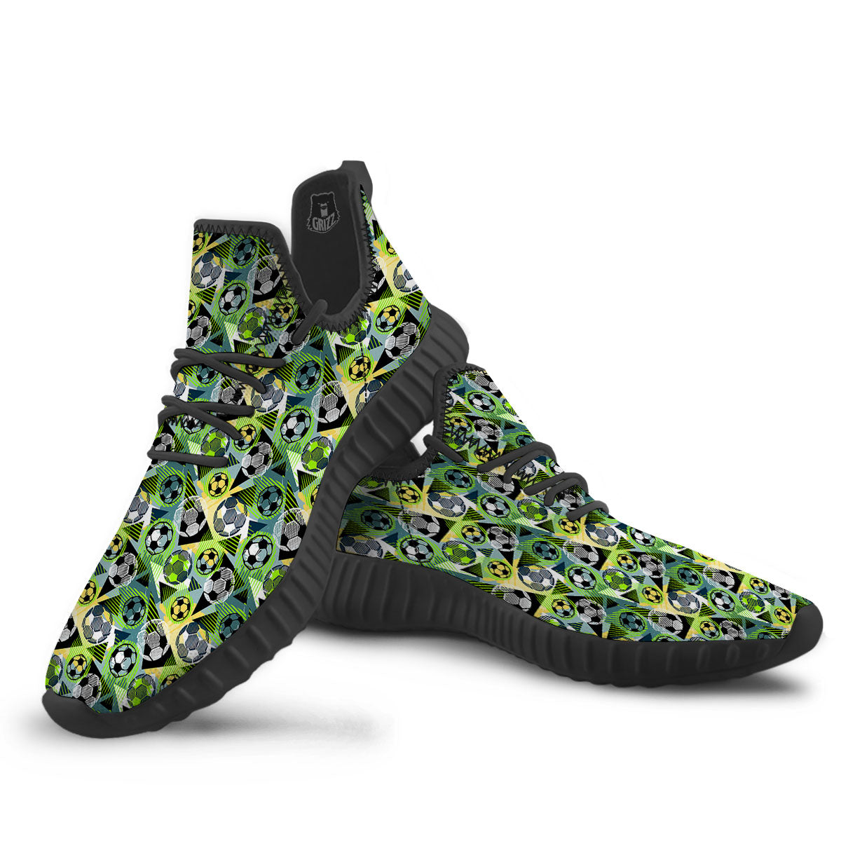 Soccer Ball Grunge Print Pattern Black Walking Shoes-grizzshop