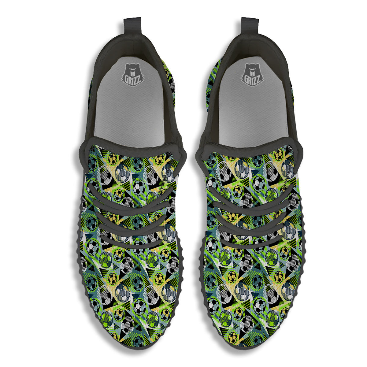 Soccer Ball Grunge Print Pattern Black Walking Shoes-grizzshop
