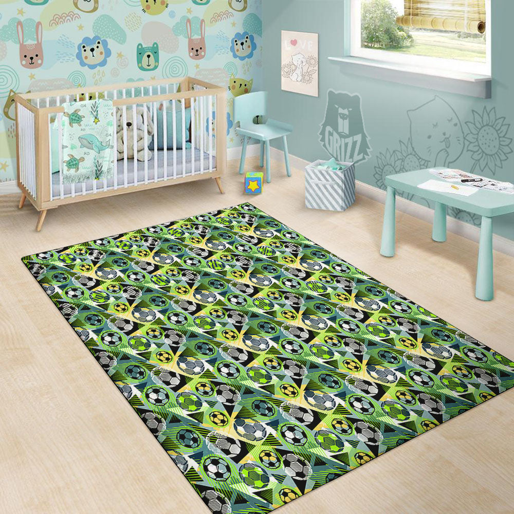 Soccer Ball Grunge Print Pattern Floor Mat-grizzshop