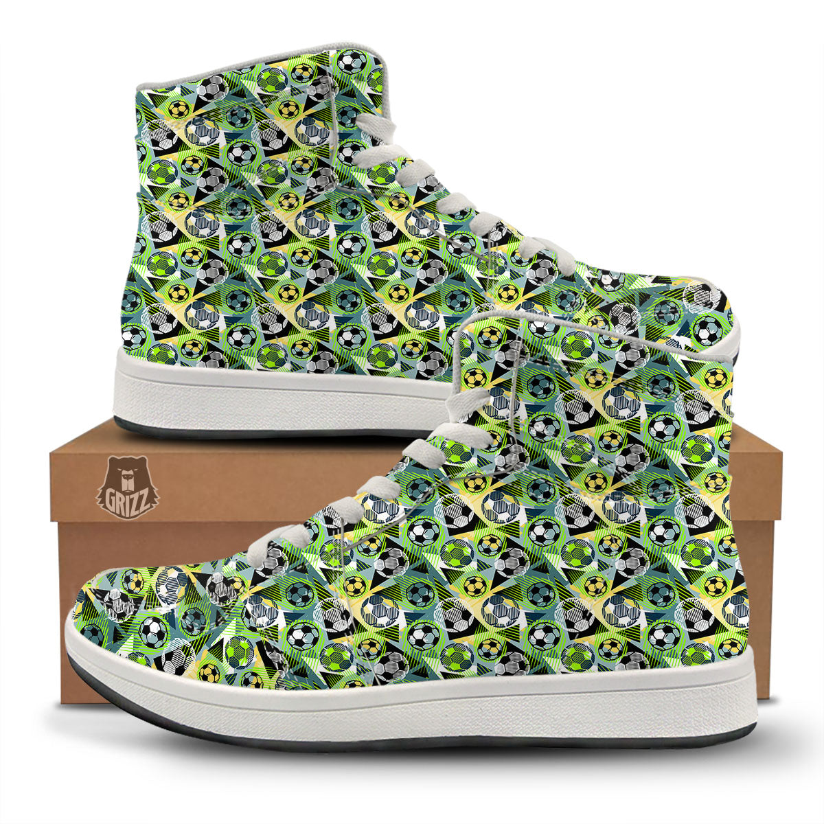 Soccer Ball Grunge Print Pattern High Top Sneakers-grizzshop