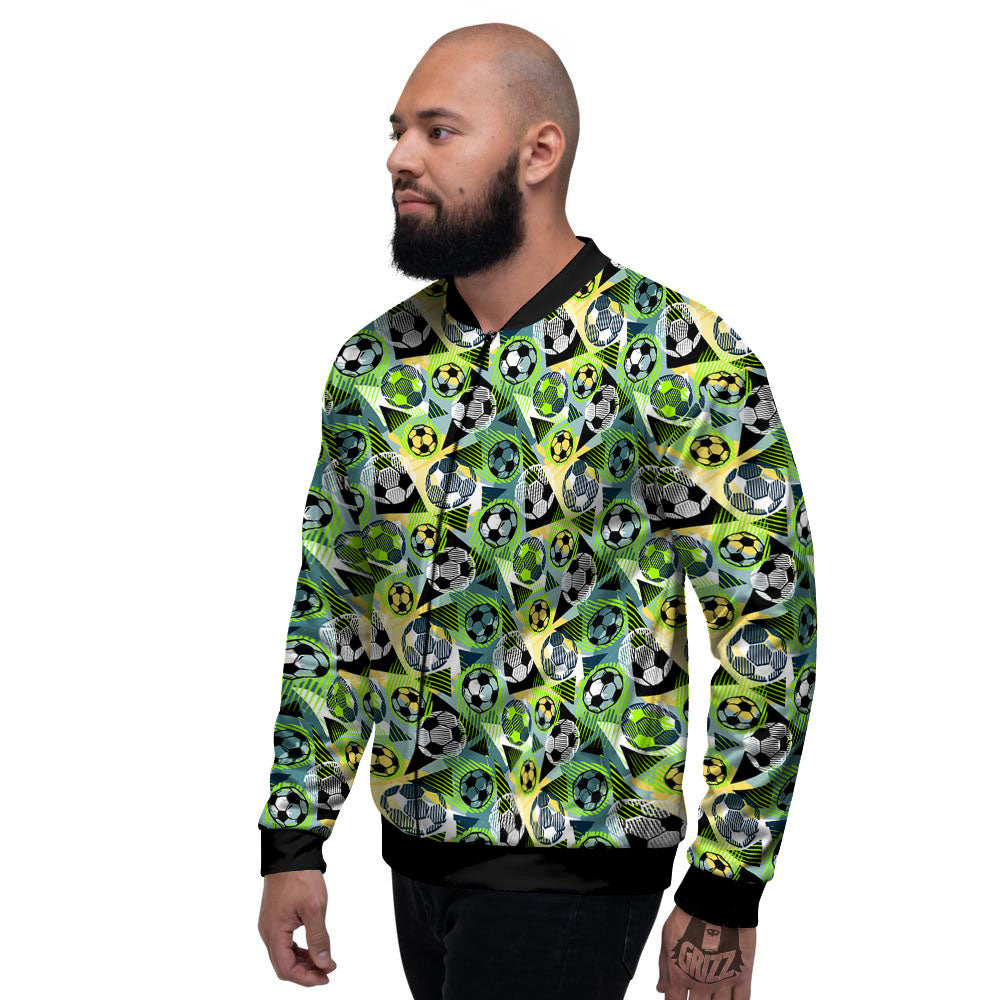 Soccer Ball Grunge Print Pattern Men's Bomber Jacket-grizzshop