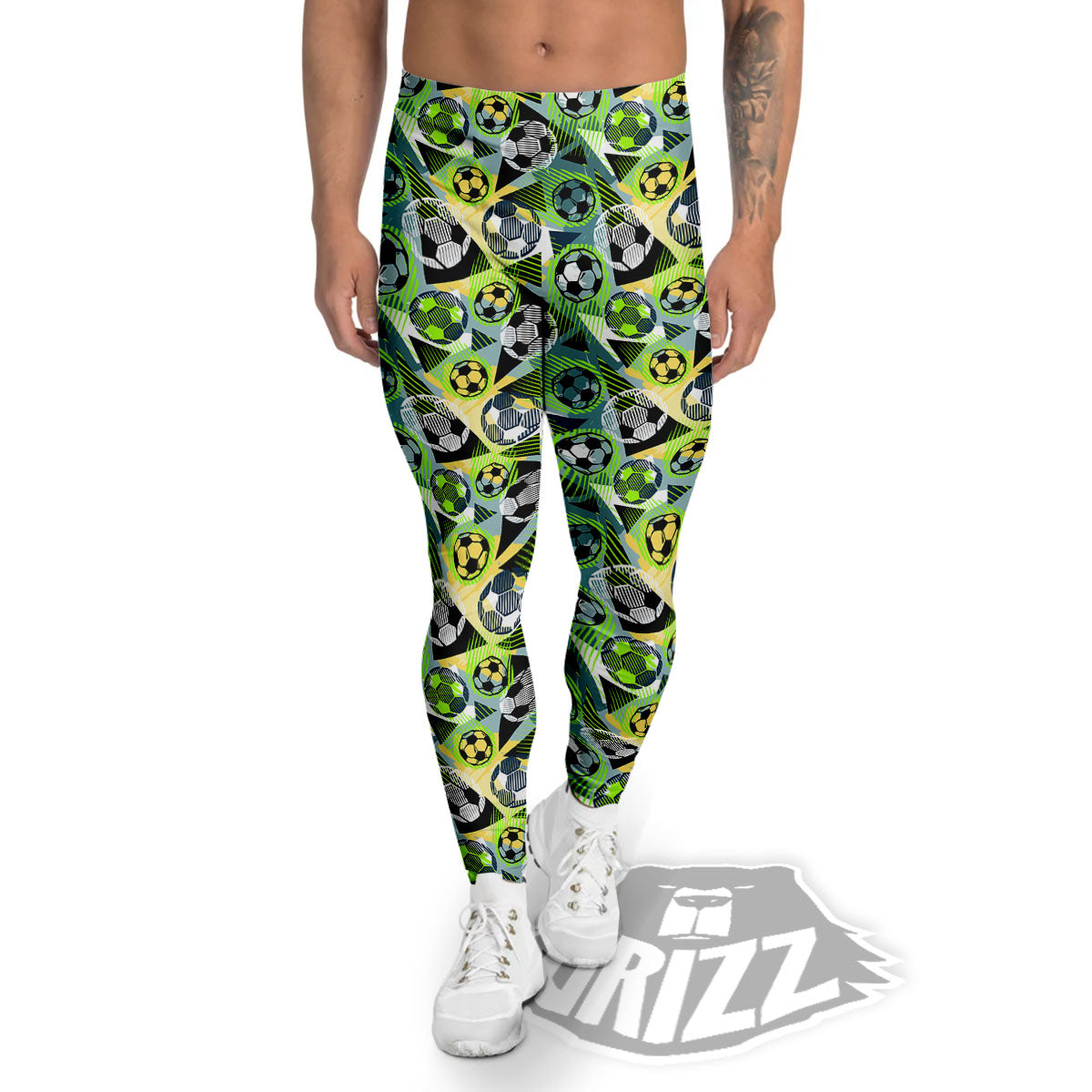 Soccer Ball Grunge Print Pattern Men's Leggings-grizzshop