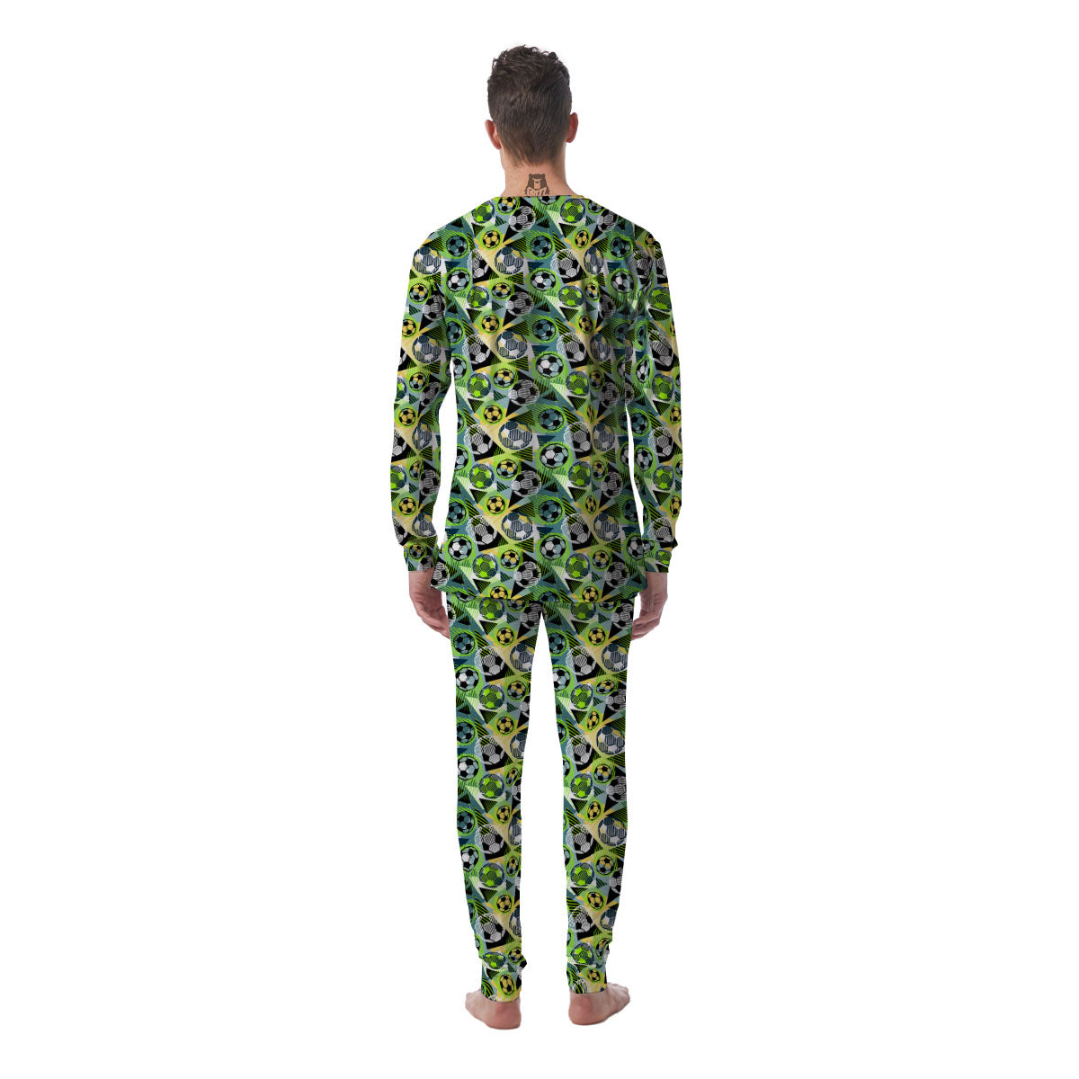 Soccer Ball Grunge Print Pattern Men's Pajamas-grizzshop