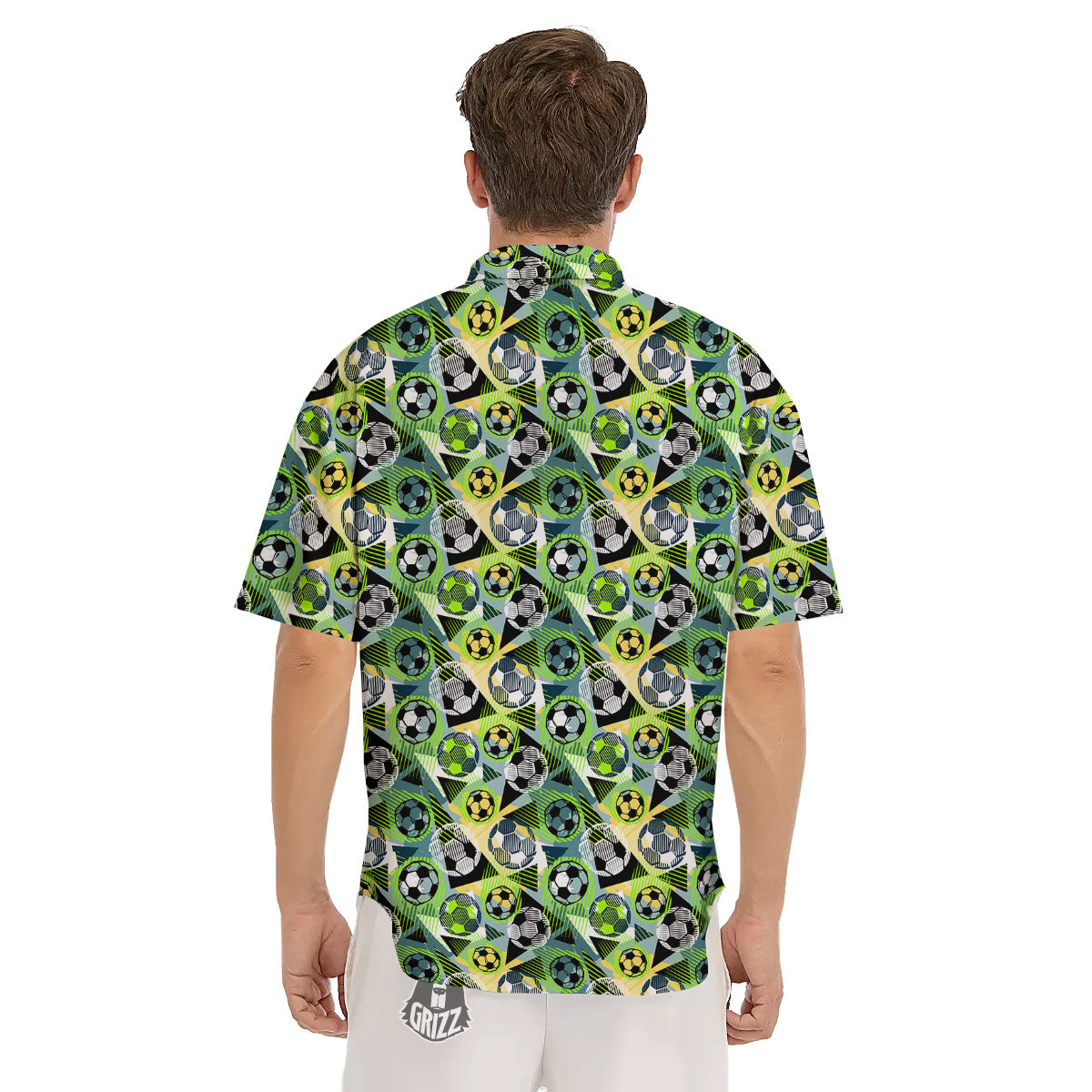 Soccer Ball Grunge Print Pattern Men's Short Sleeve Shirts-grizzshop