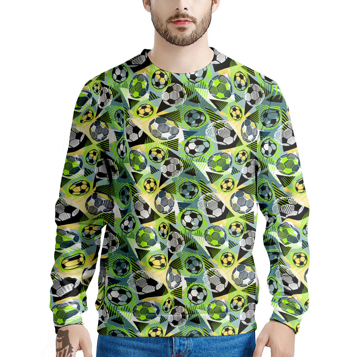 Soccer Ball Grunge Print Pattern Men's Sweatshirt-grizzshop