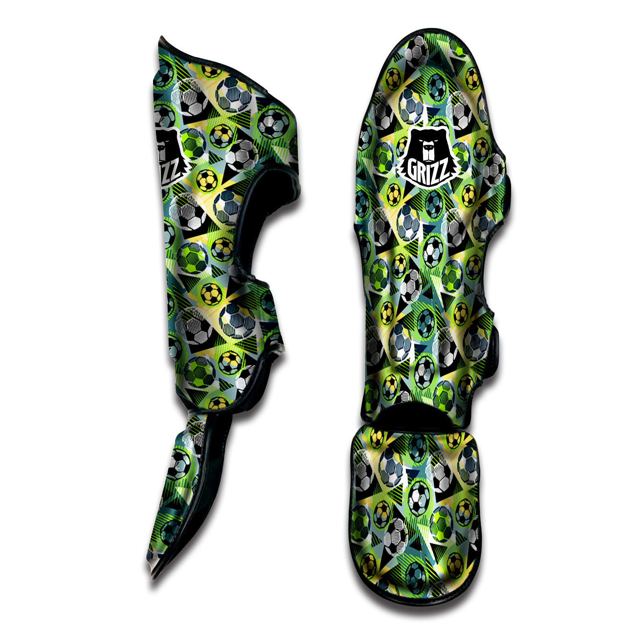 Soccer Ball Grunge Print Pattern Muay Thai Shin Guards-grizzshop