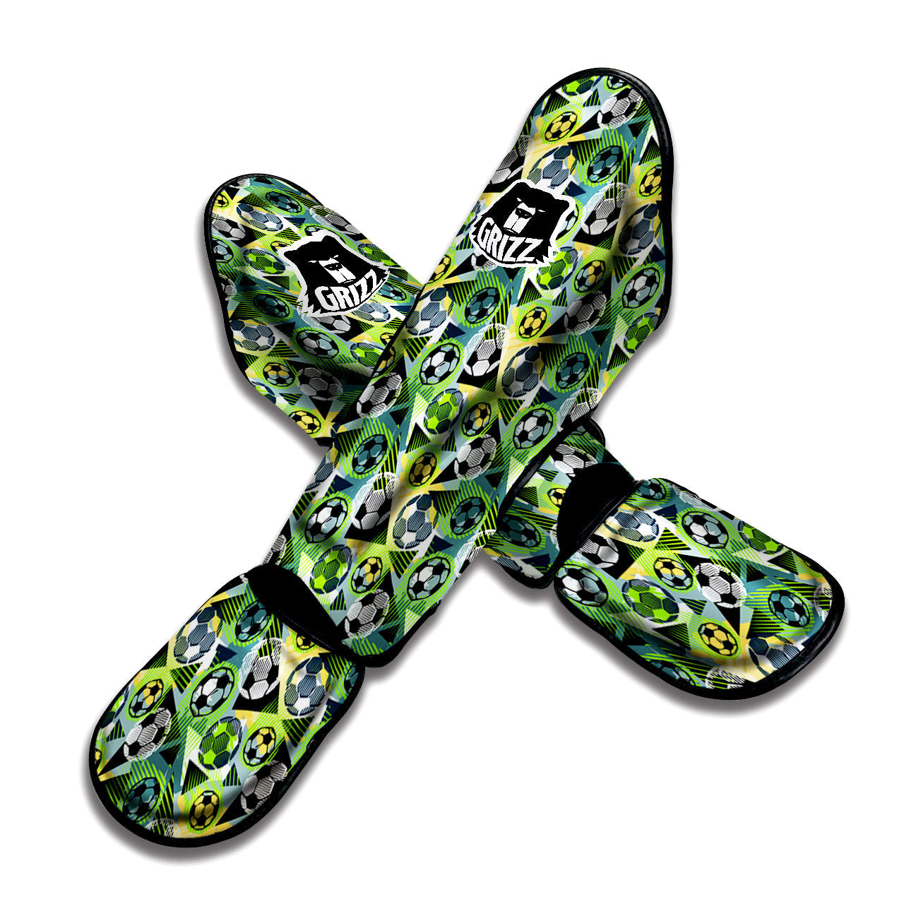 Soccer Ball Grunge Print Pattern Muay Thai Shin Guards-grizzshop