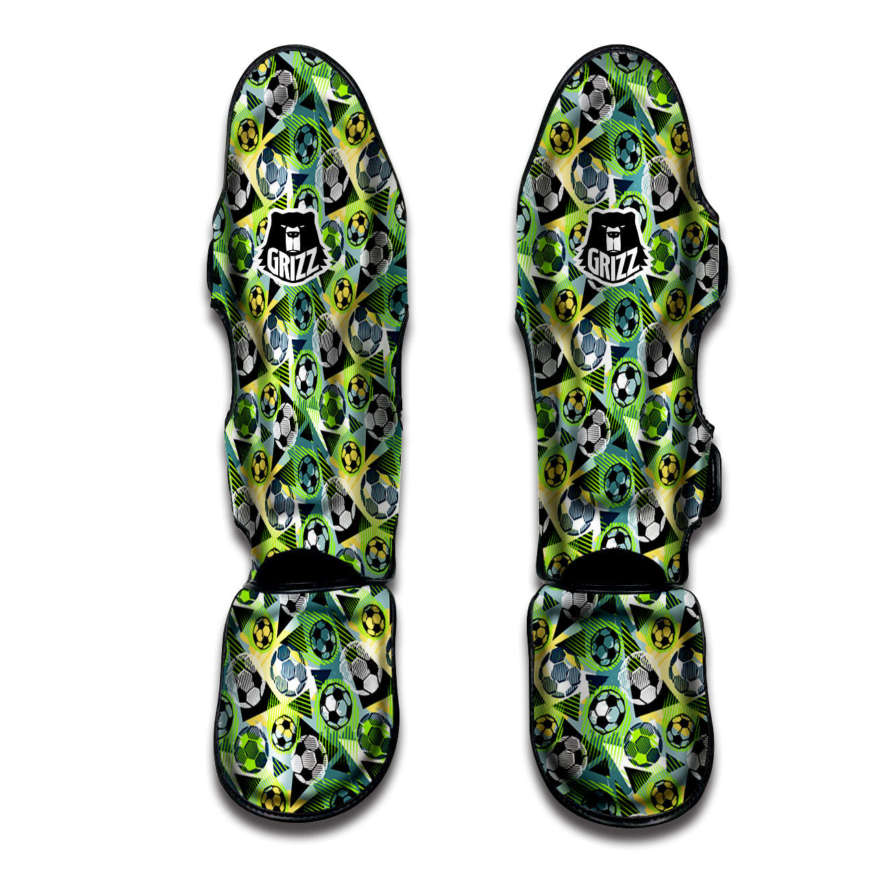 Soccer Ball Grunge Print Pattern Muay Thai Shin Guards-grizzshop