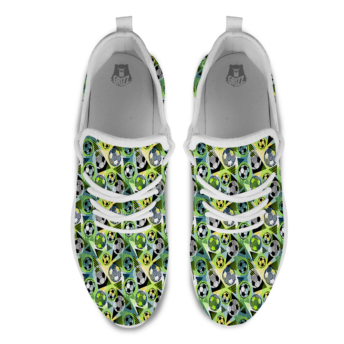 Soccer Ball Grunge Print Pattern White Athletic Shoes-grizzshop