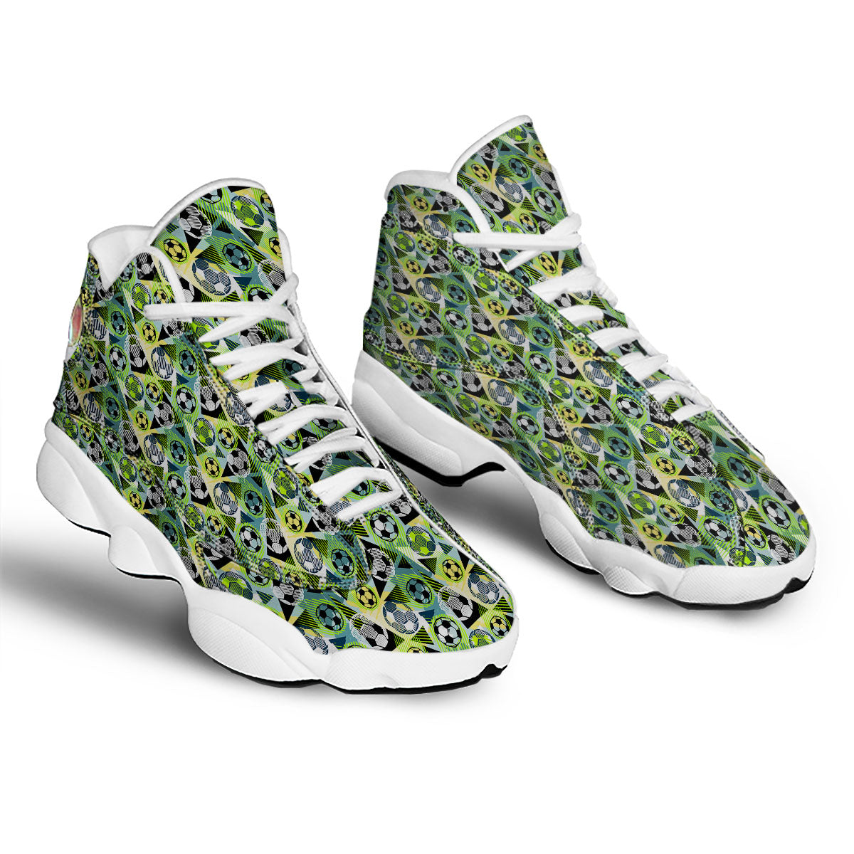 Soccer Ball Grunge Print Pattern White Basketball Shoes-grizzshop