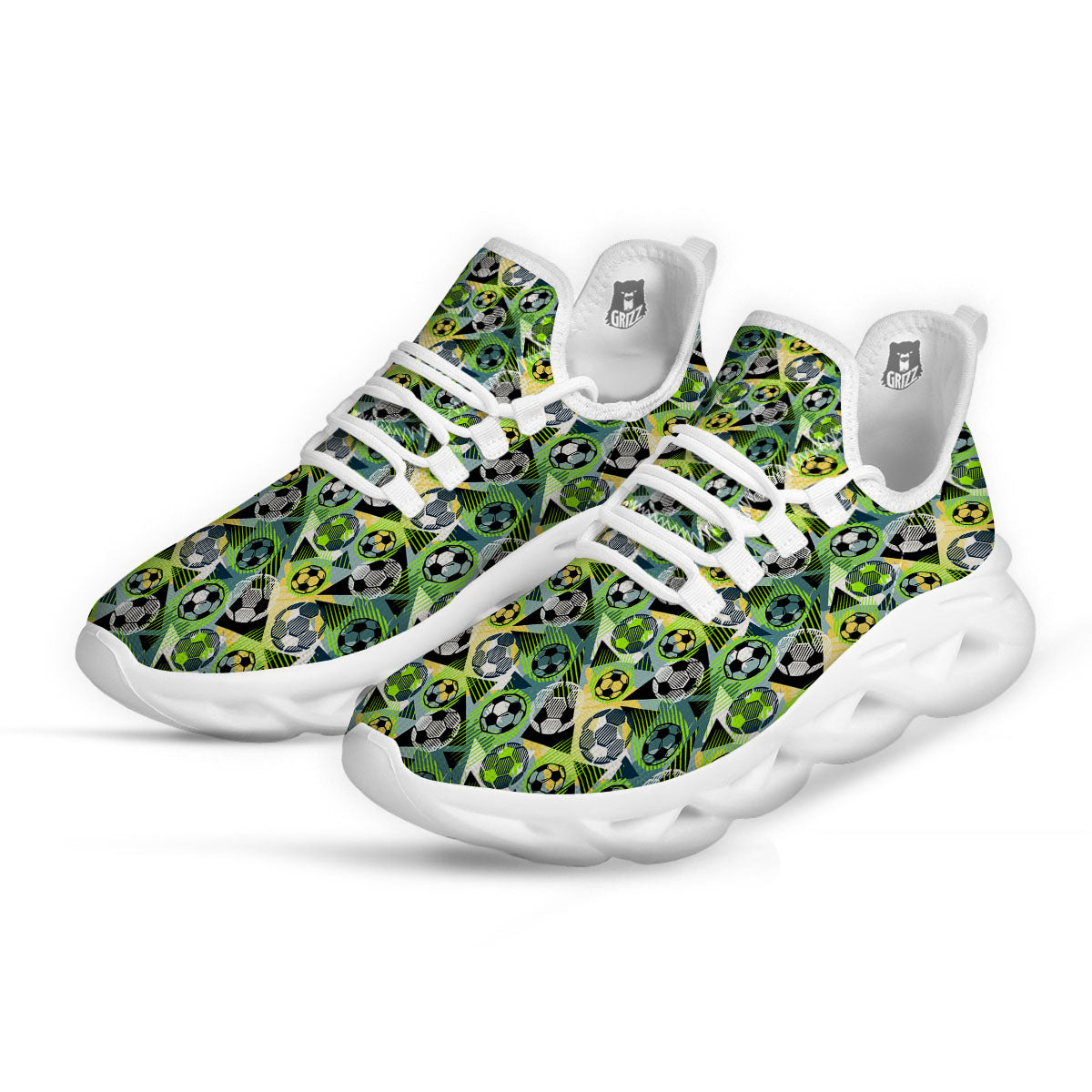 Soccer Ball Grunge Print Pattern White Running Shoes-grizzshop