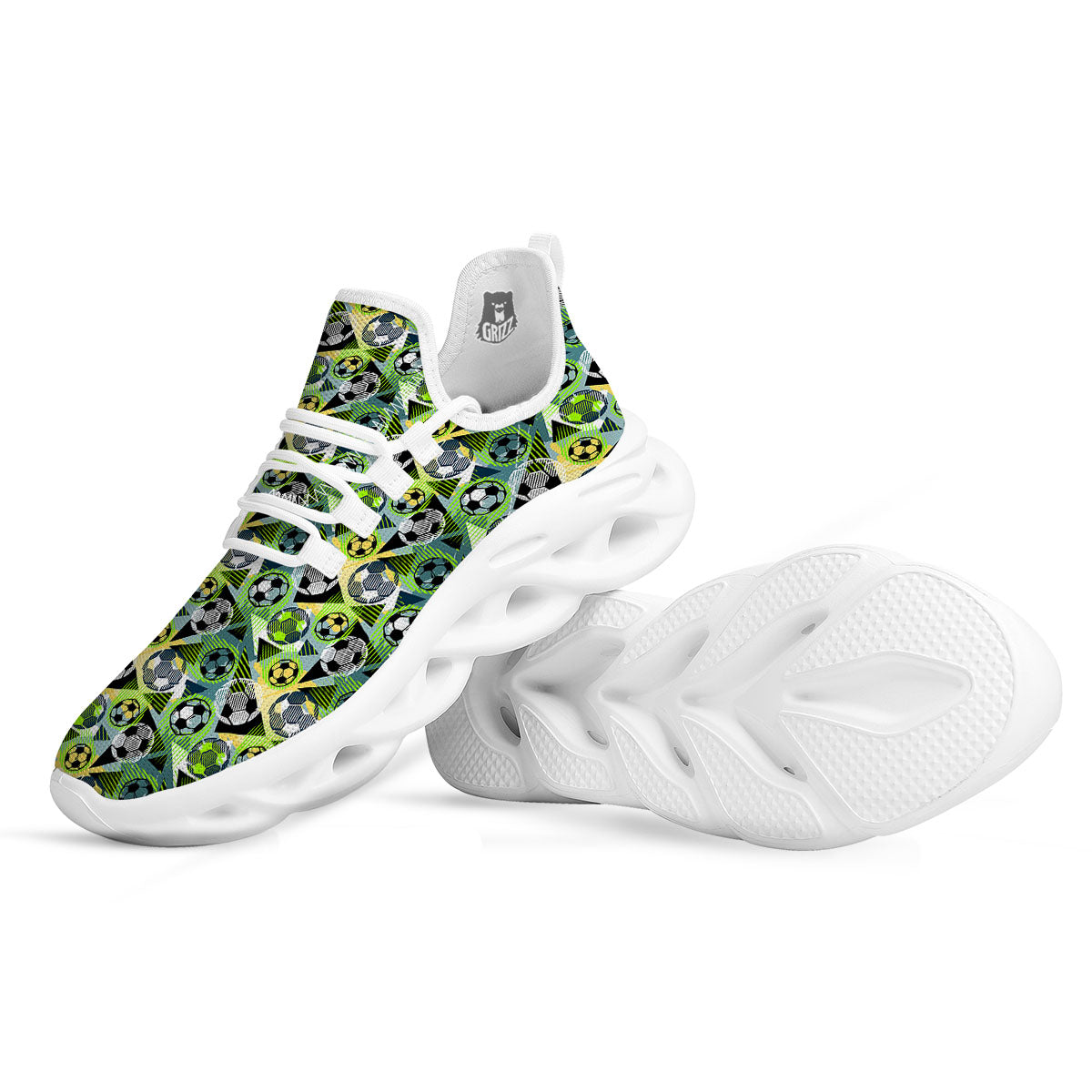 Soccer Ball Grunge Print Pattern White Running Shoes-grizzshop
