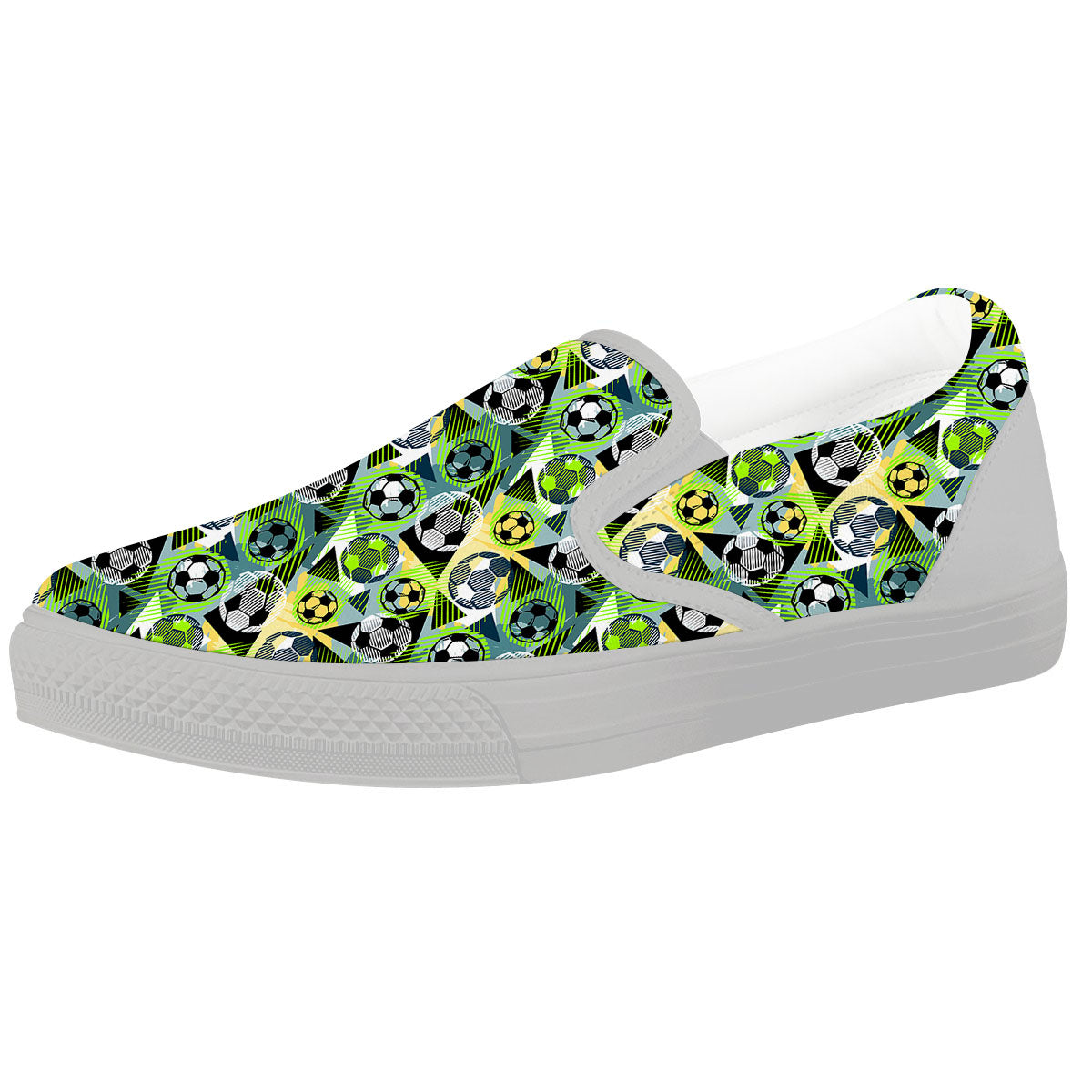 Soccer Ball Grunge Print Pattern White Slip On Shoes-grizzshop