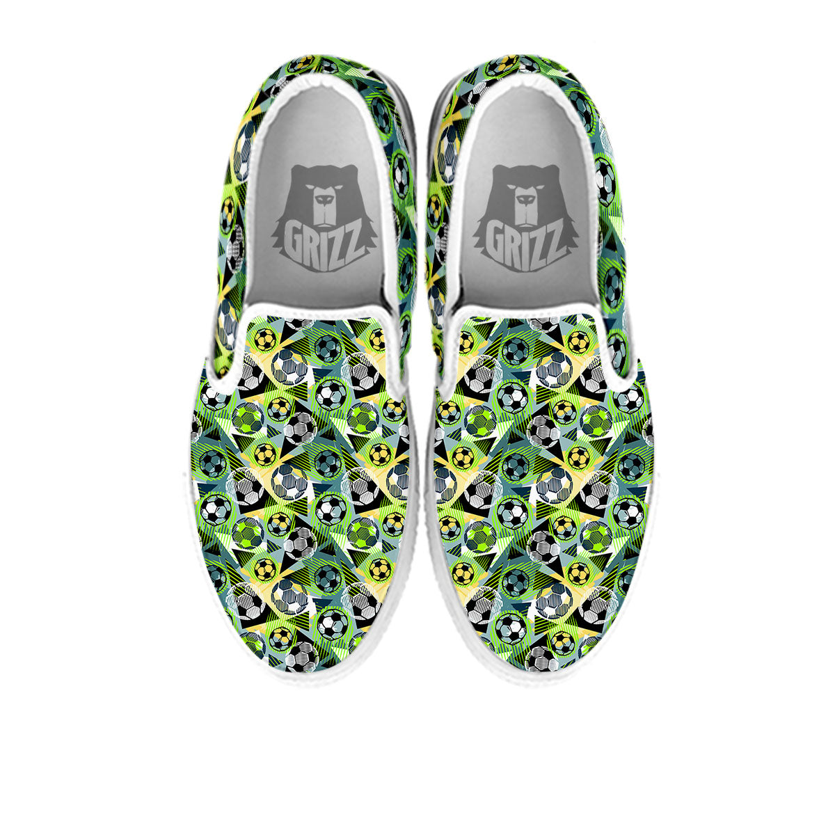 Soccer Ball Grunge Print Pattern White Slip On Shoes-grizzshop
