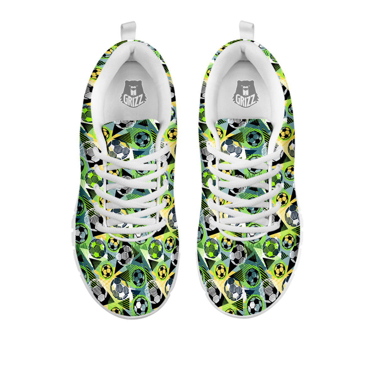 Soccer Ball Grunge Print Pattern White Sneaker-grizzshop