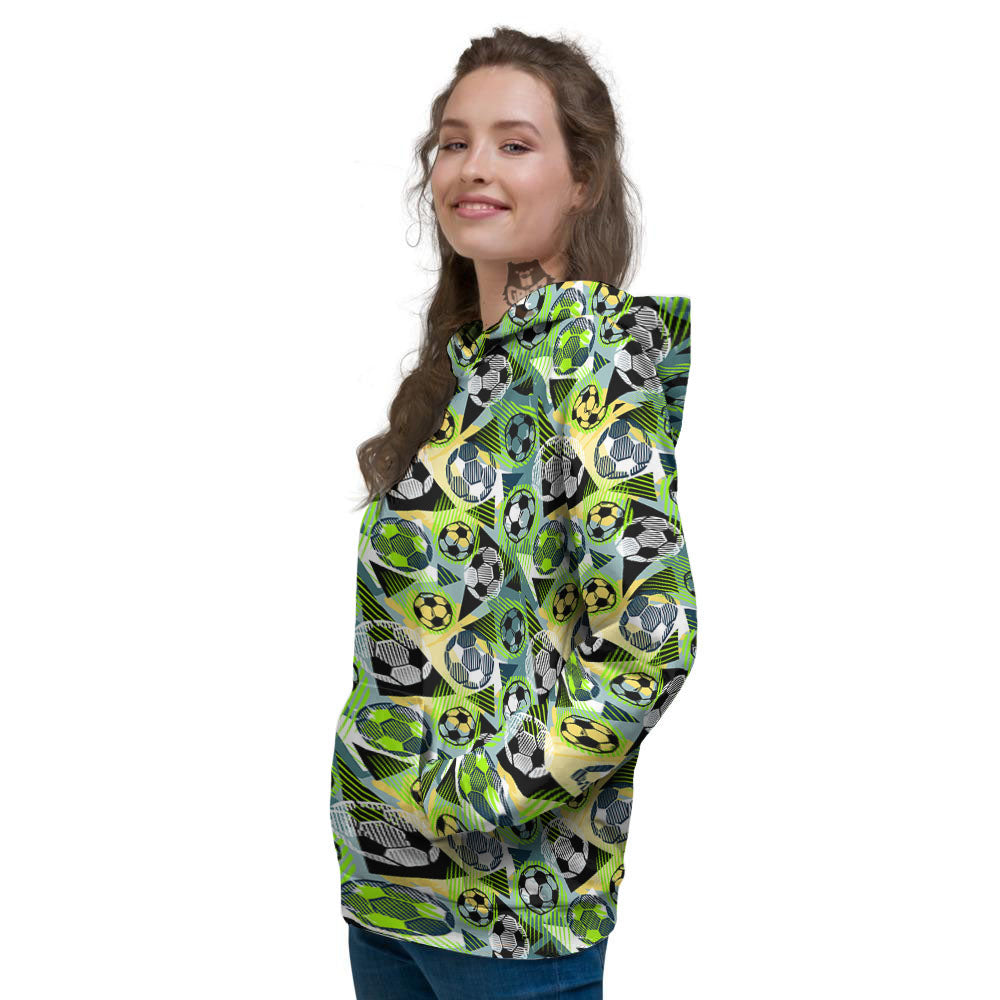 Soccer Ball Grunge Print Pattern Women's Hoodie-grizzshop